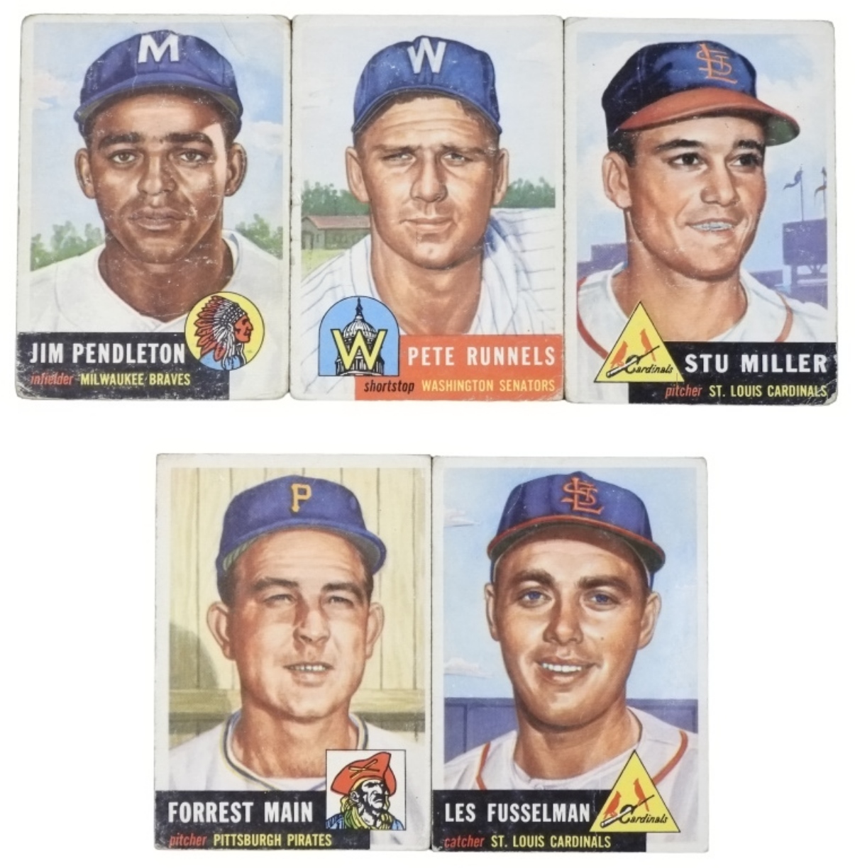 5-1953 Topps Baseball Cards