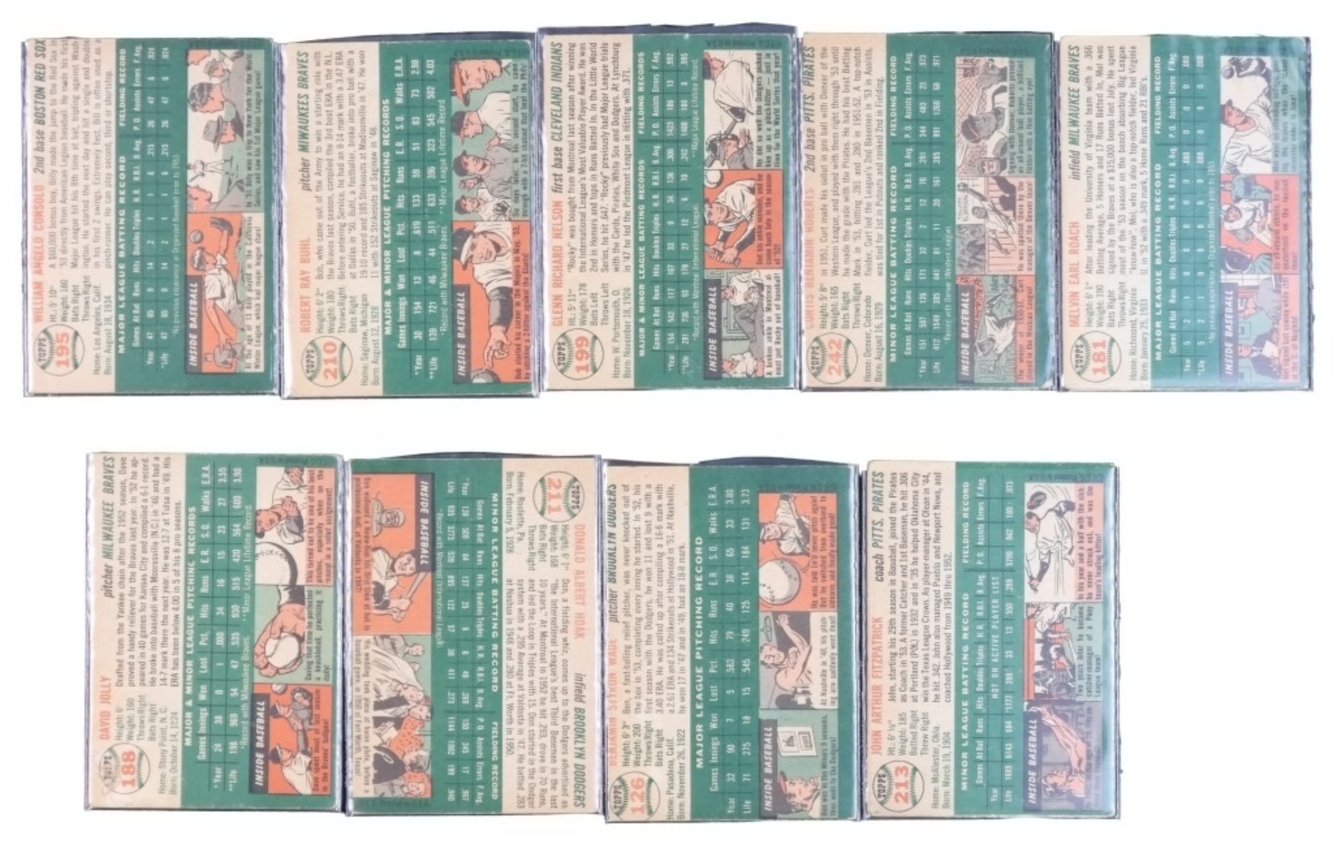 9-1954 Topps Baseball Cards