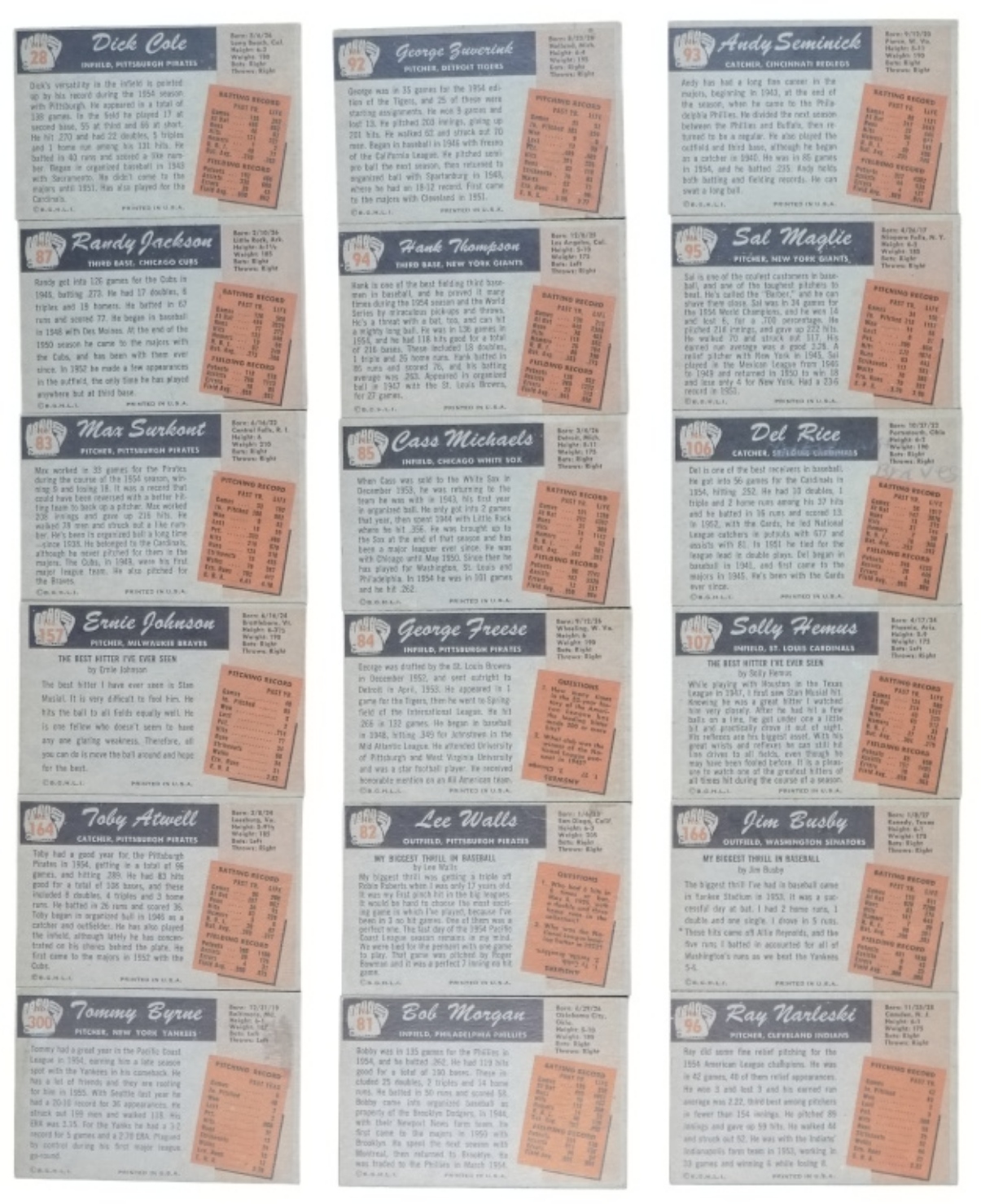 18-1955 Bowman Baseball Cards