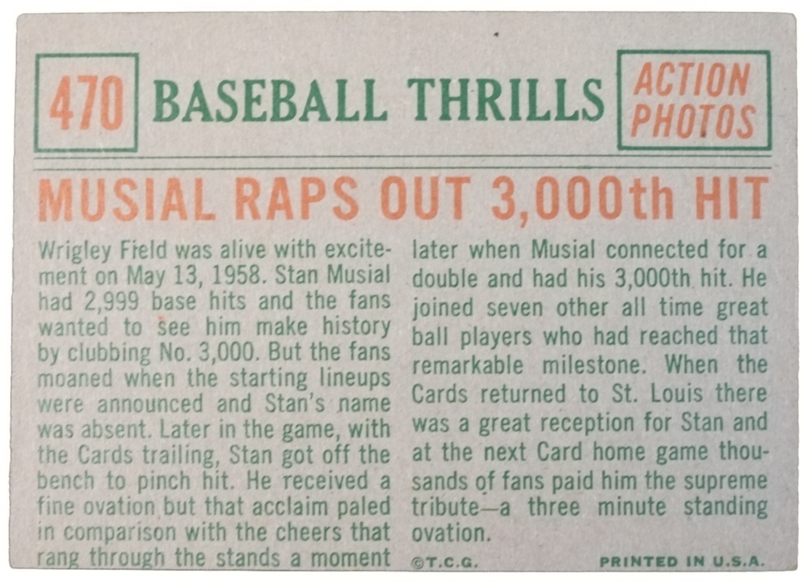 1959 Topps #470 Musial Raps