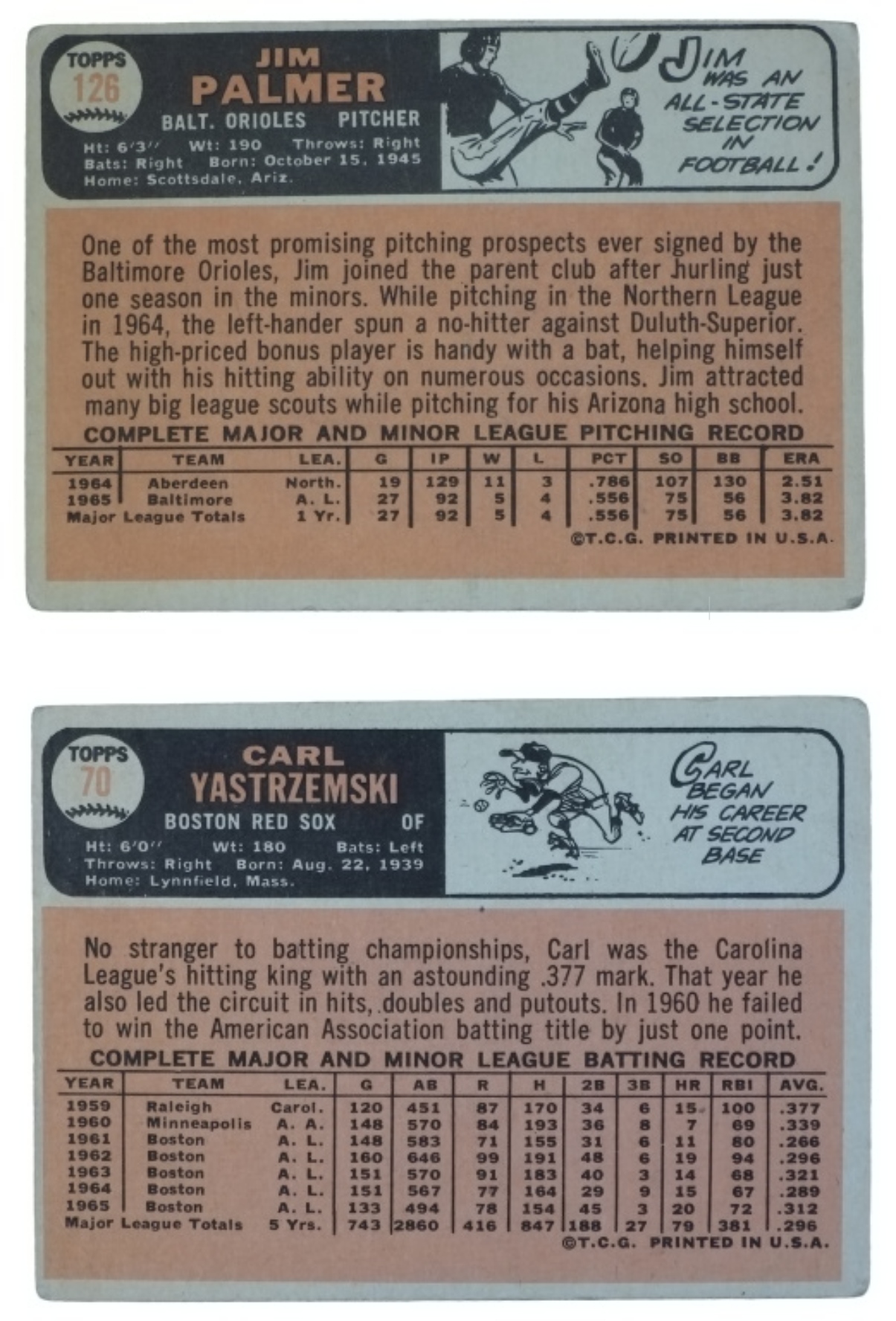 1966 Topps Palmer Rookie & Yaz Card