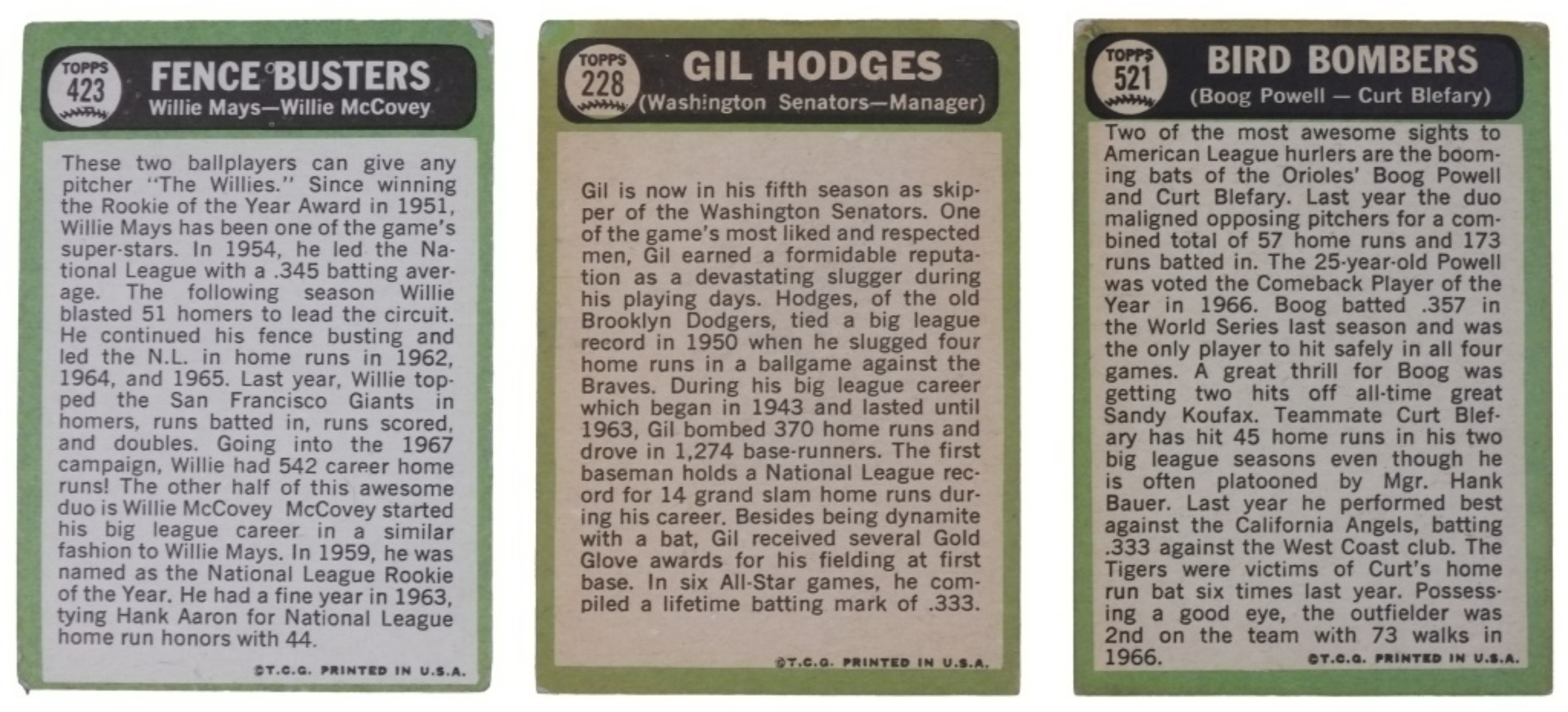 3-1967 Topps Star Cards