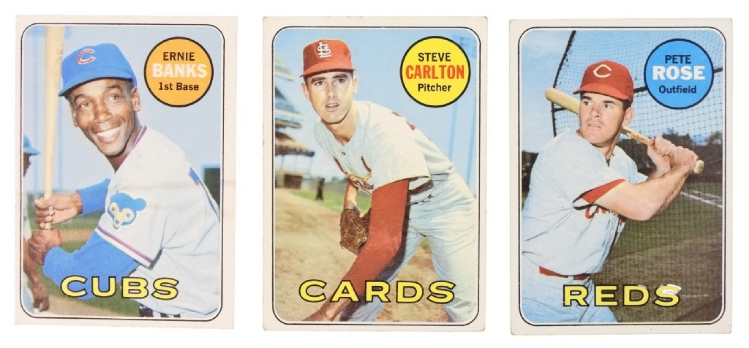 3-1969 Topps Banks, Rose, Carlton
