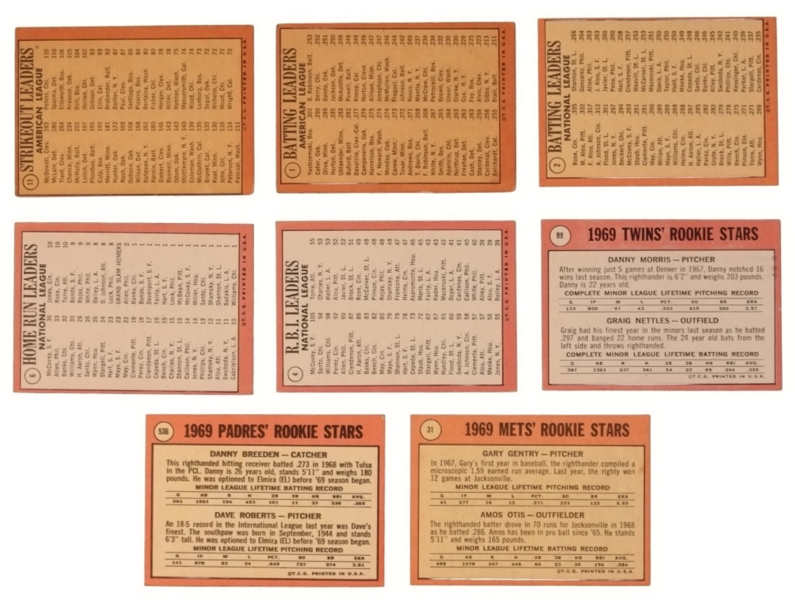 8-1969 Topps Leaders & Rookies