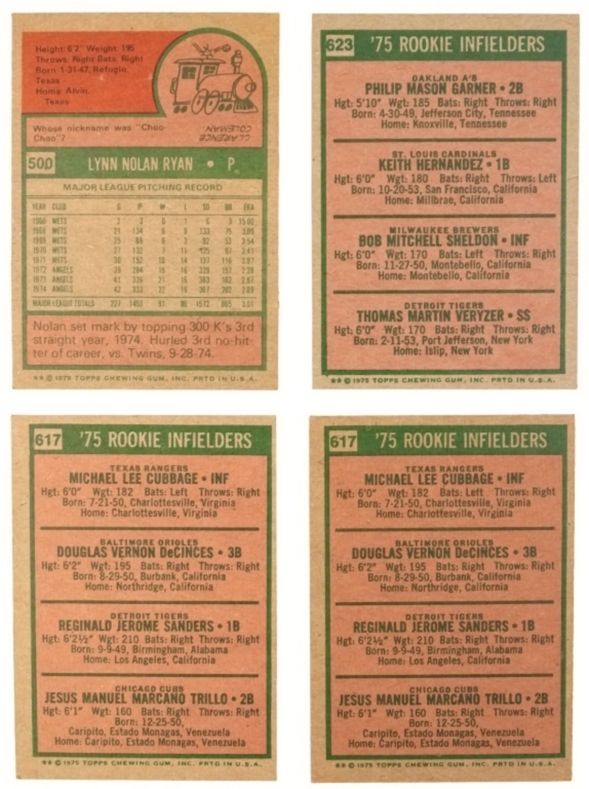 4-1975 Topps Rookie & Star Cards