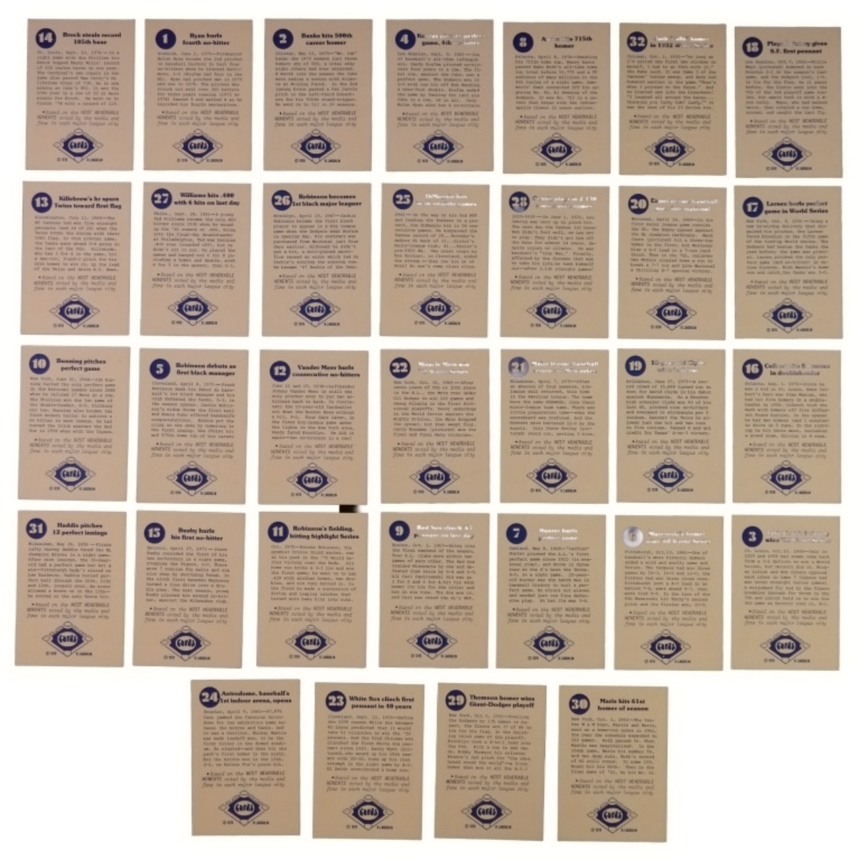 1976 Laughlin Diamond Jubilee 32 Card Set