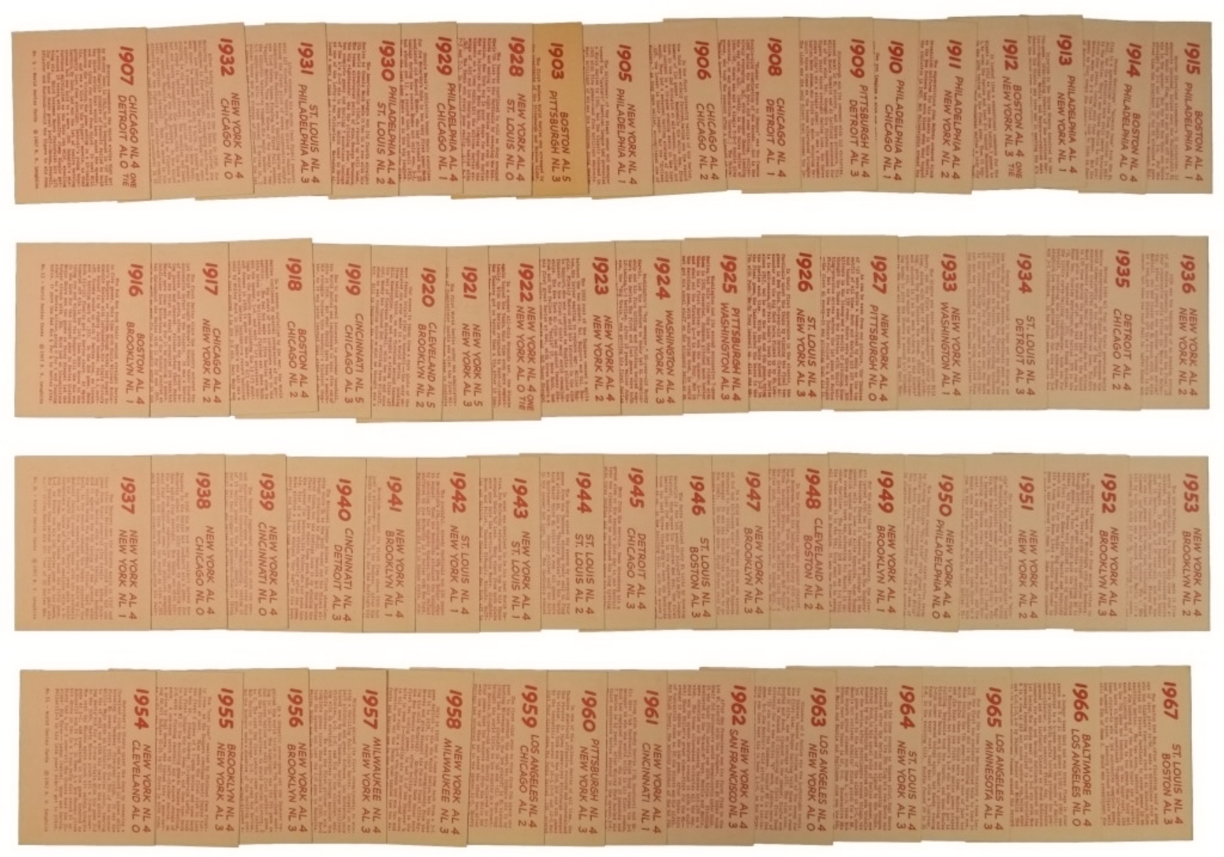 1967 R.G. Laughlin World Series 64 Card Set