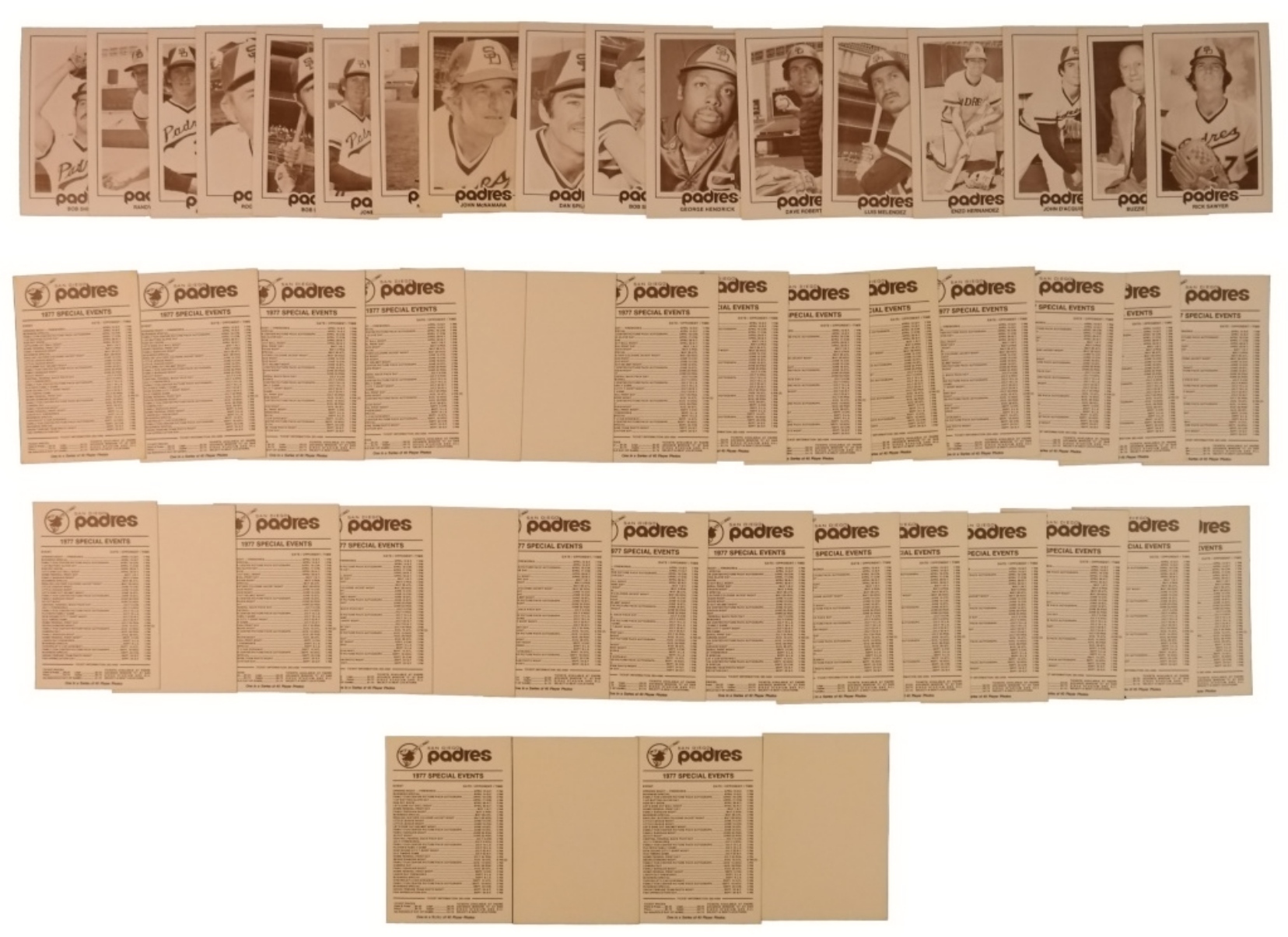 1977 San Diego Podres Schedule Card Set