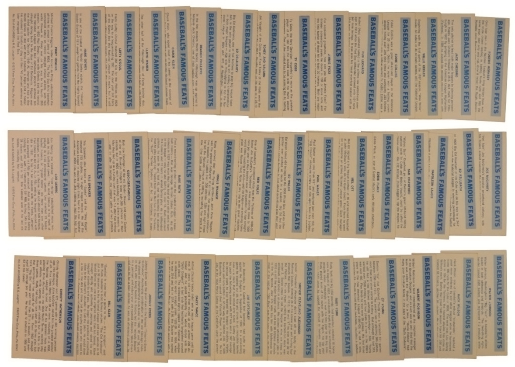 1972 Fleer Baseball Famous Feats Set