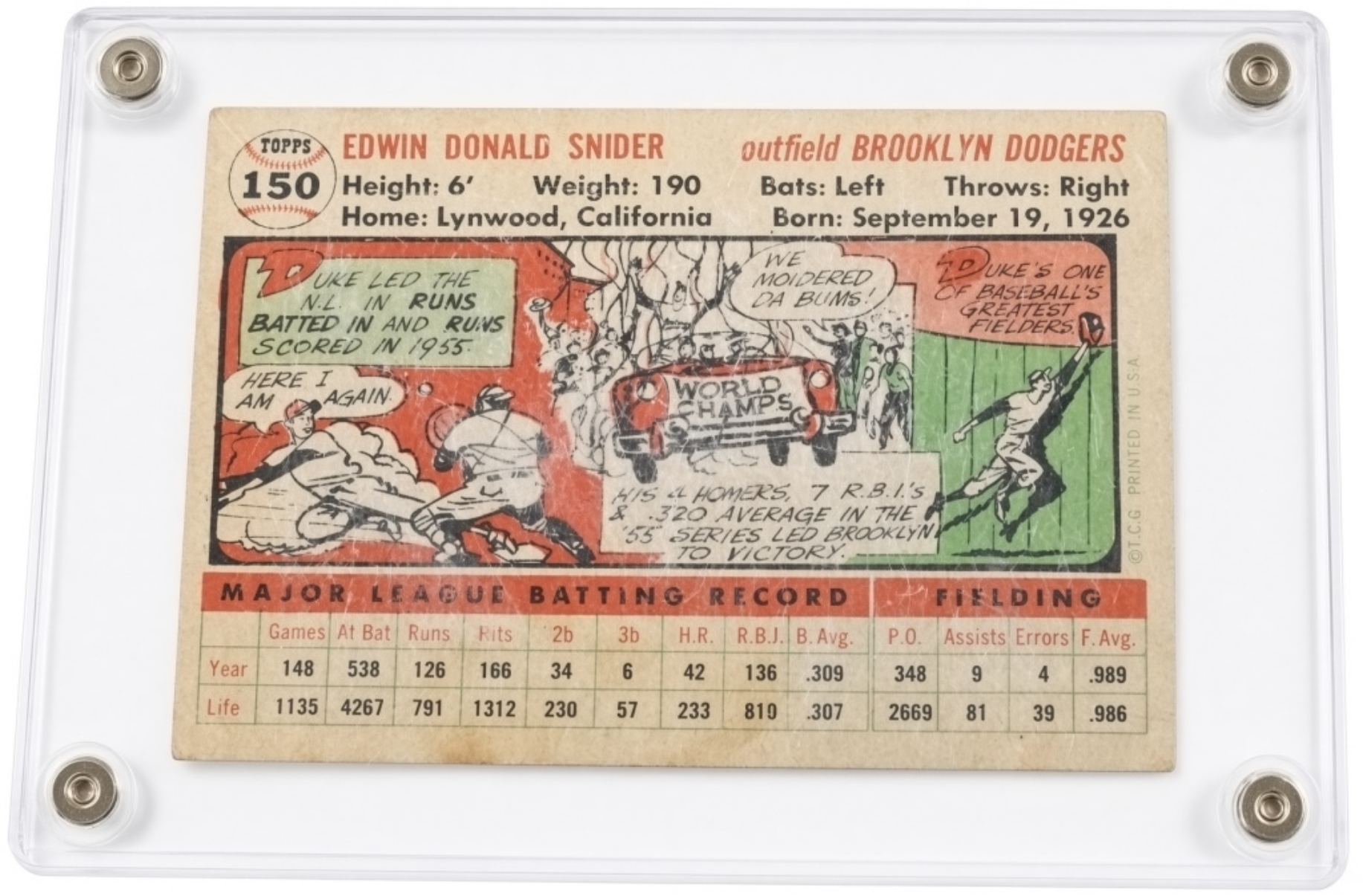 1956 Topps #150 Duke Snider