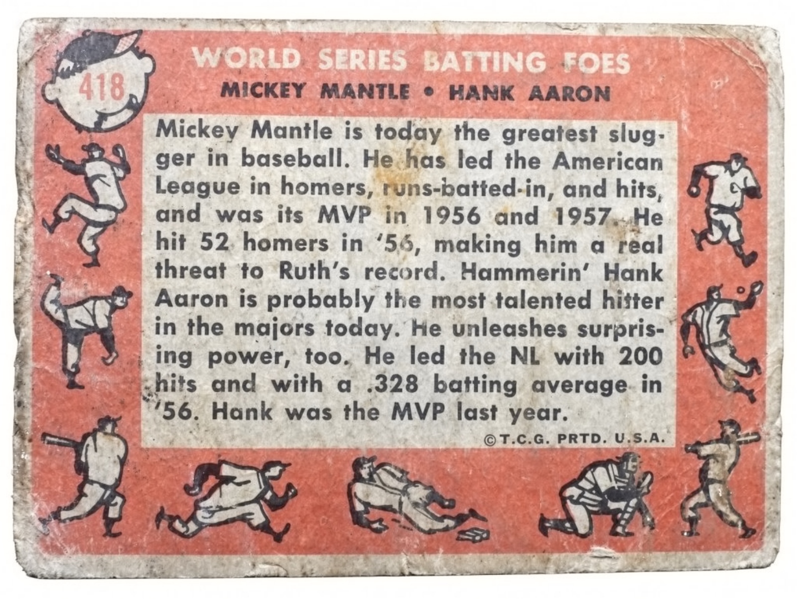 1958 Topps #418 Mantle / Aaron WS