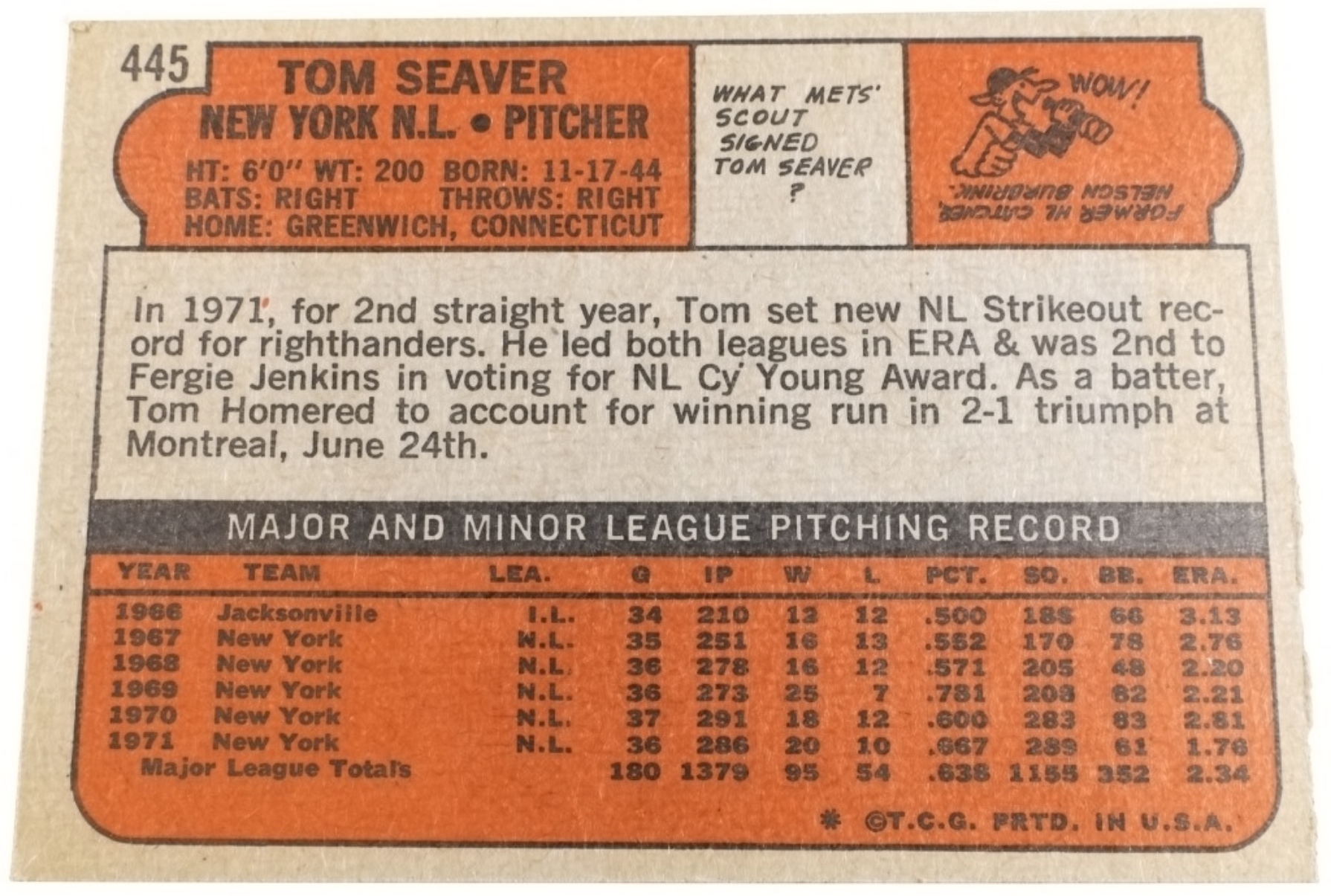 1972 Topps Tom Seaver #445