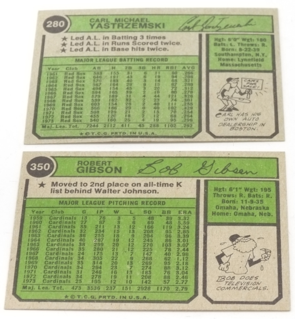 1974 Topps Yastrzemski & Gibson Lot