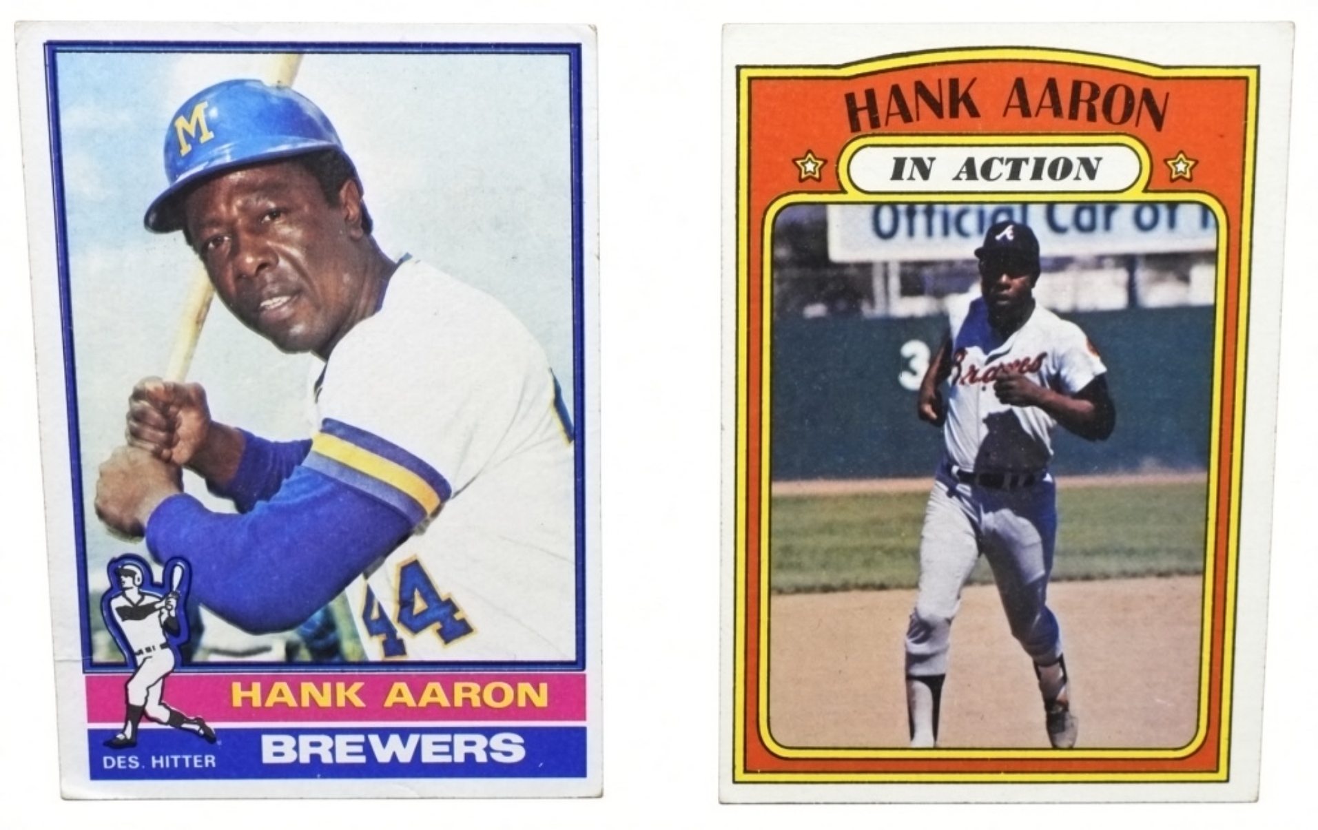 (2) Hank Aaron Topps Cards