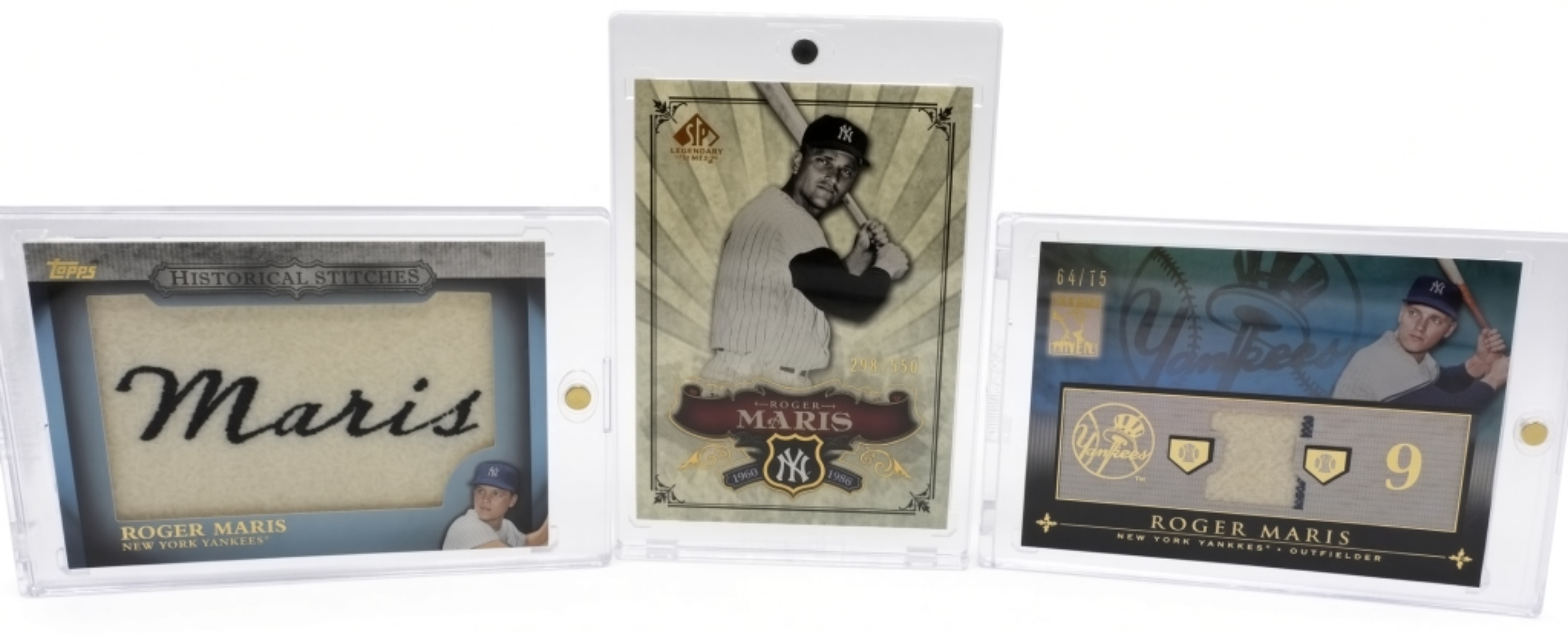 (3) Roger Maris Historical Patches & Card