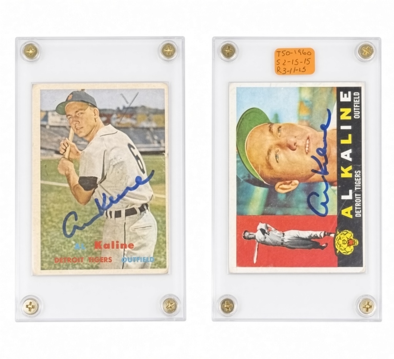 Al Kaline Signed Baseball Cards, Detroit Tigers