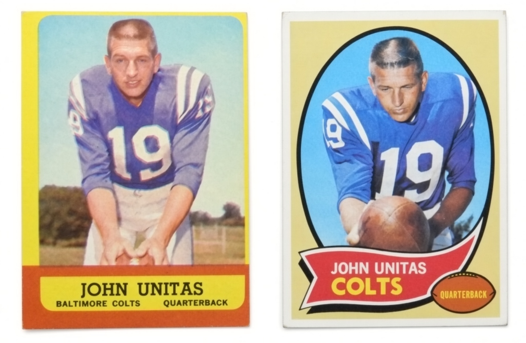 (2) Johnny Unitas Colts Trading Cards