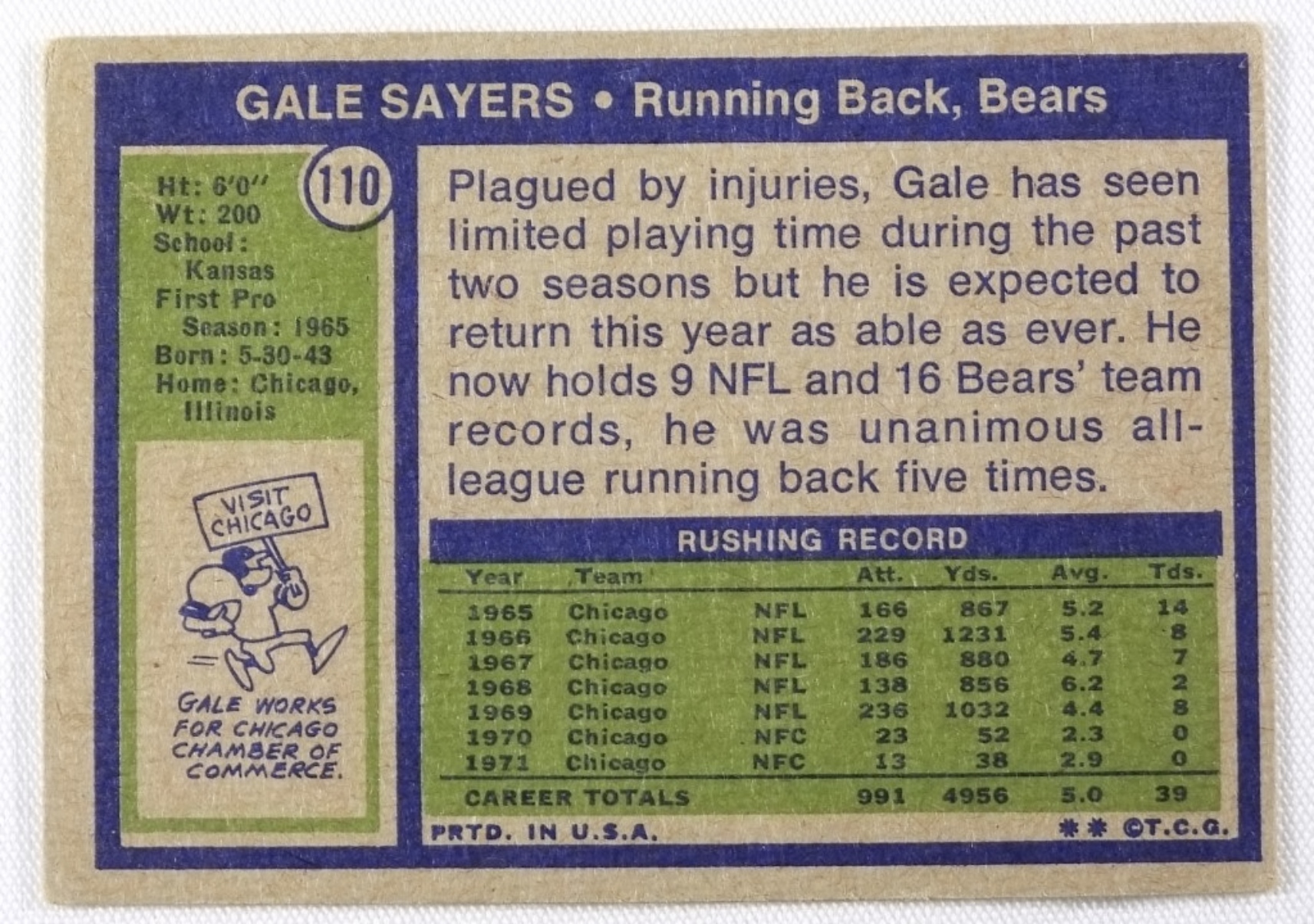 1972 Topps #110 Gale Sayers