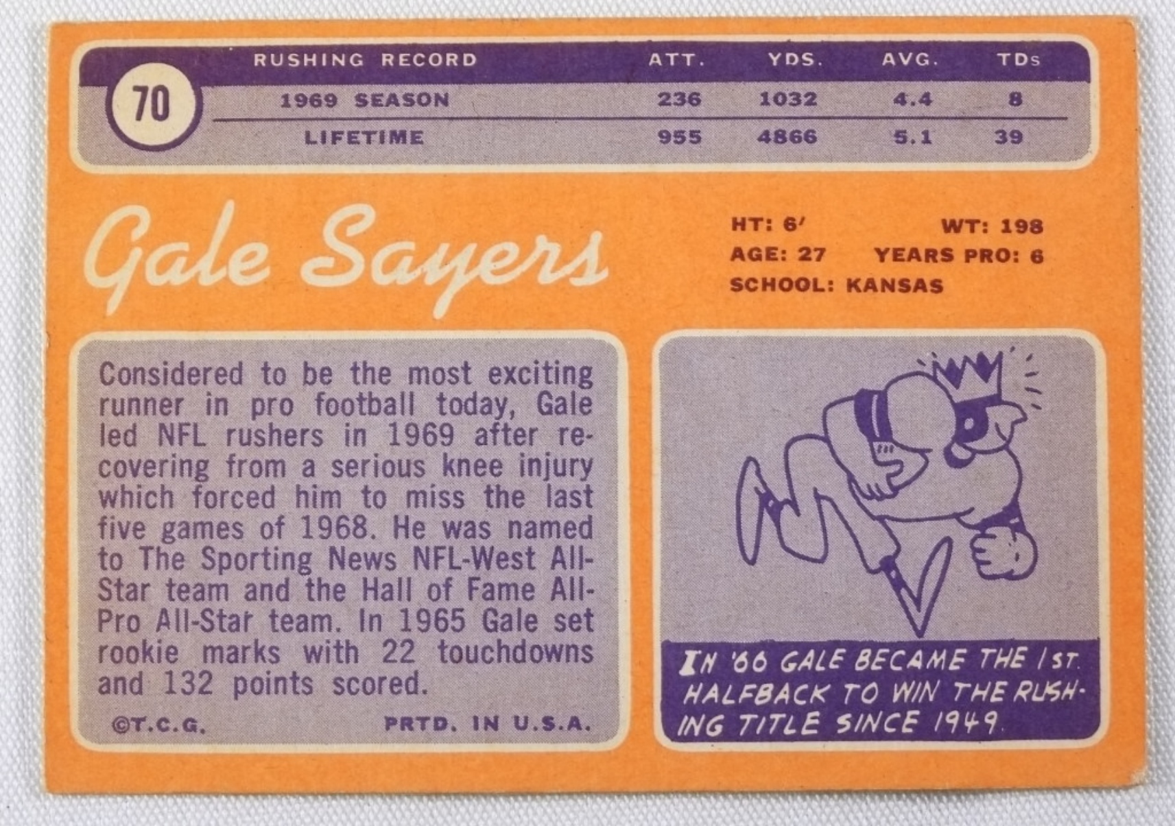 1970 Topps #70 Gale Sayers