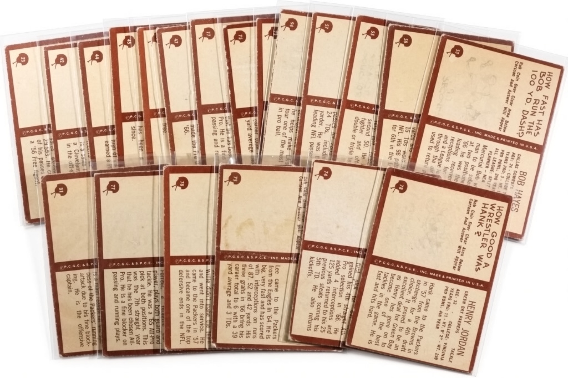 (20) 1967 Philadelphia Football Cards
