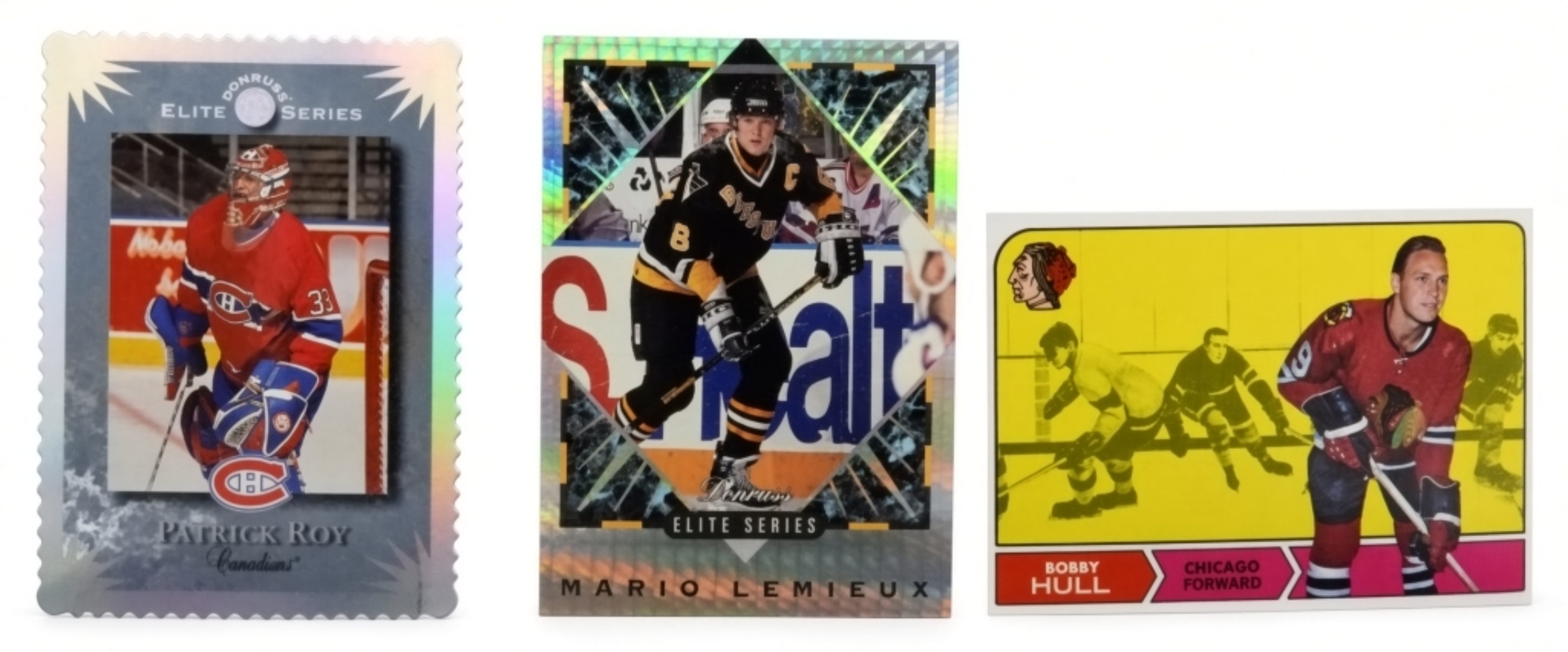 (3) Hockey Star Cards: Hull, Roy, Lemieux