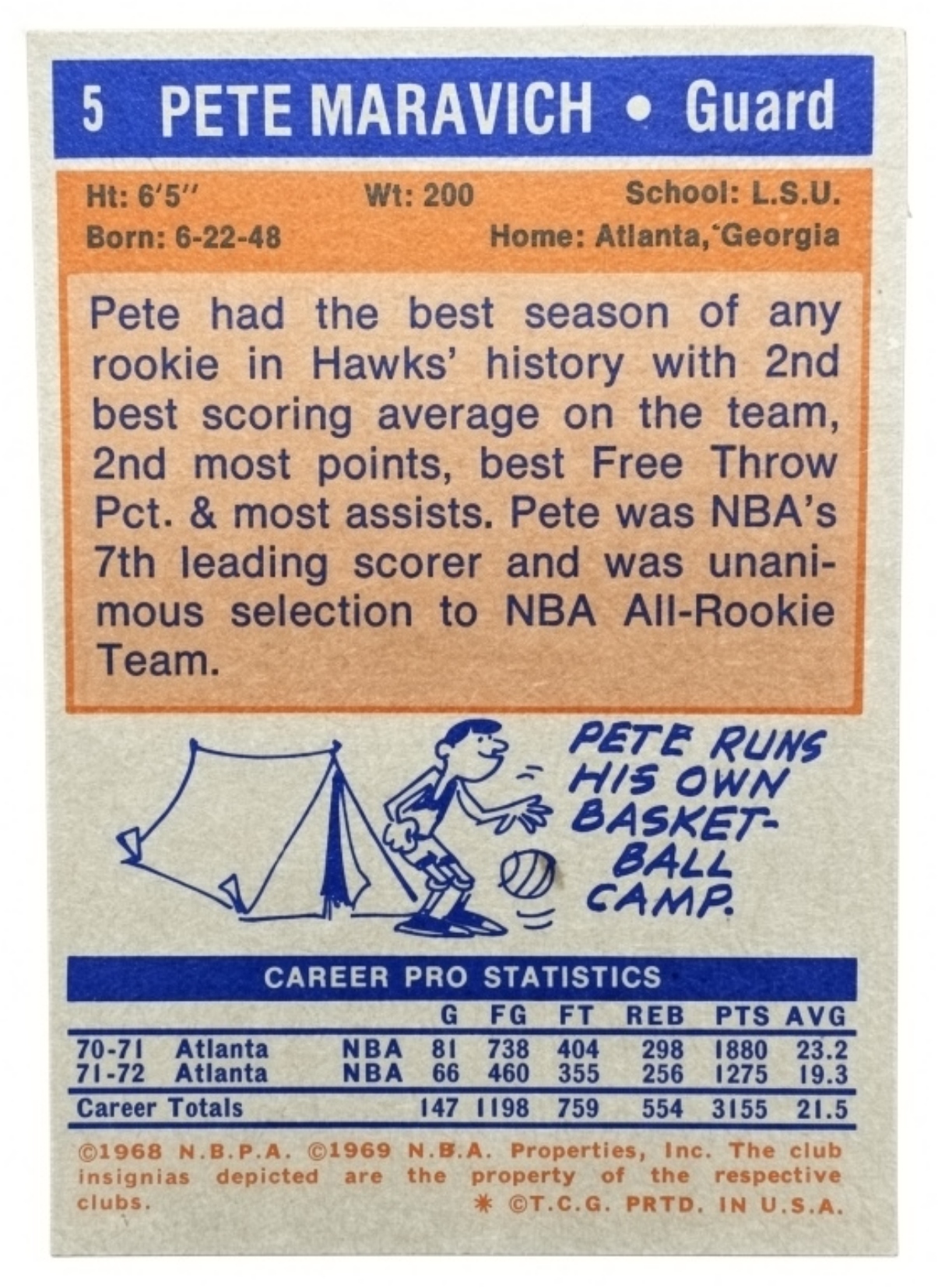 1972 Topps #5 Pete Maravich