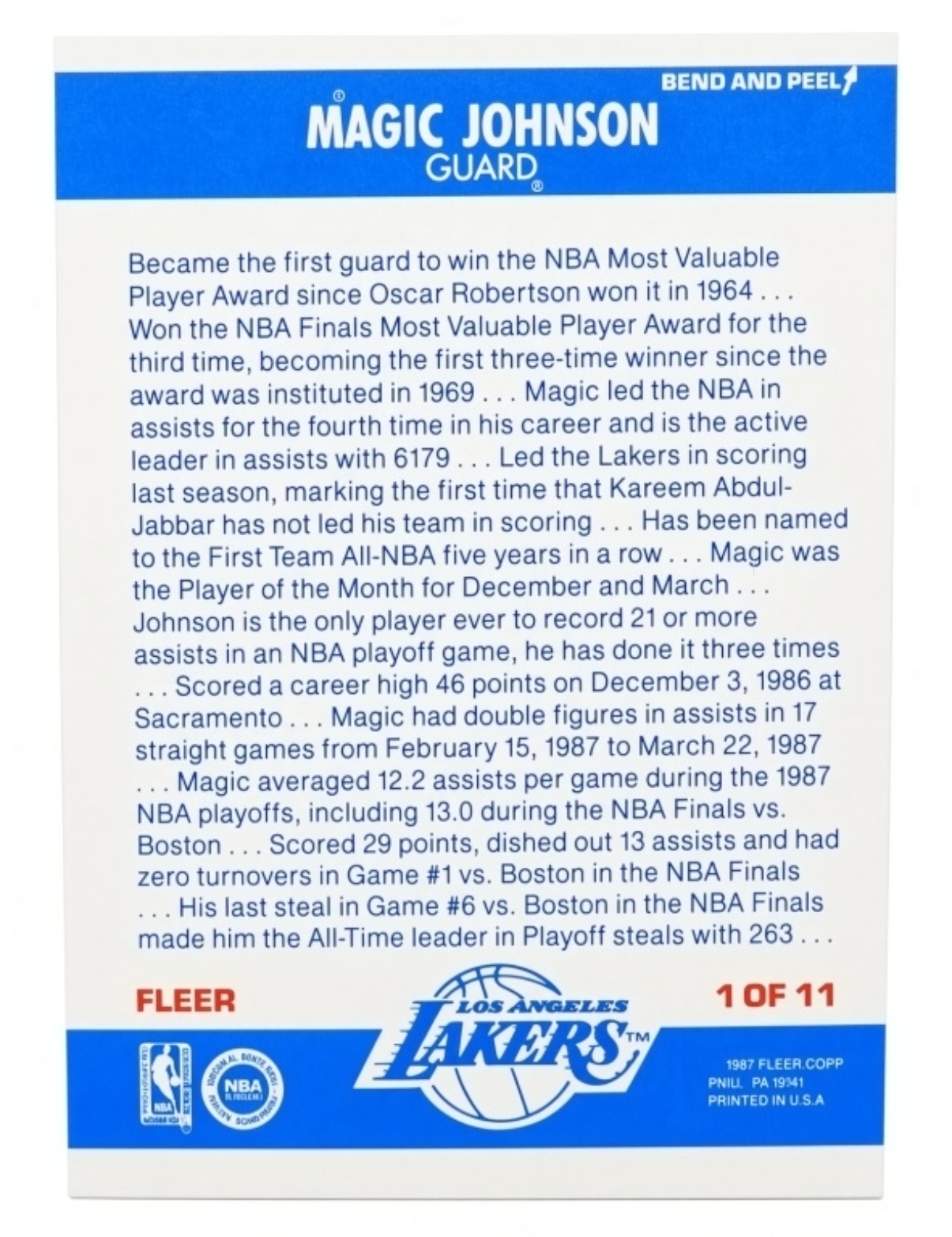 1986-87 Fleer Magic Johnson Lakers #1