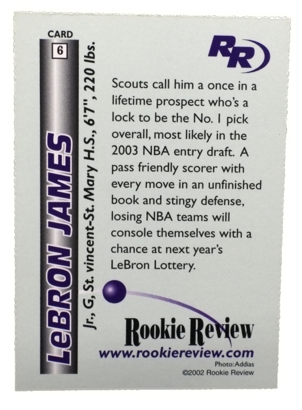 2002 LeBron James Rookie Review Card #6