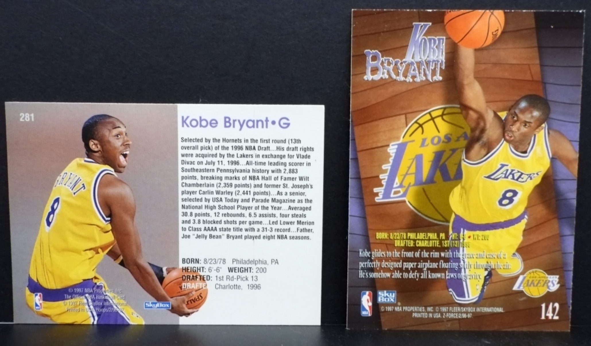 2) 1996-97 Kobe Bryant Rookie Cards