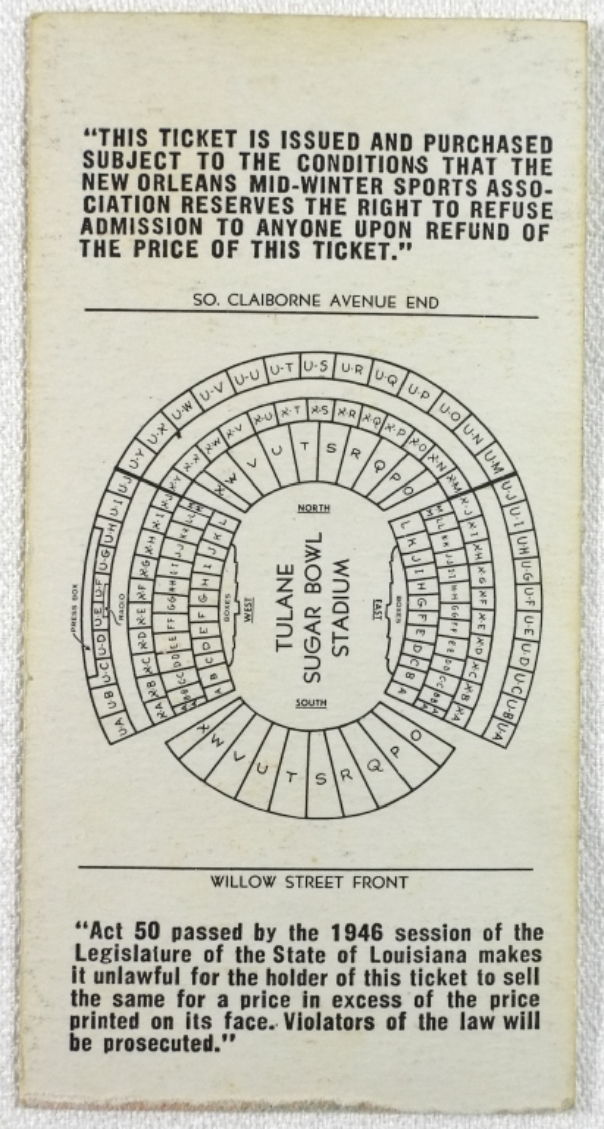 1967 Sugar Bowl Classic Ticket Stub