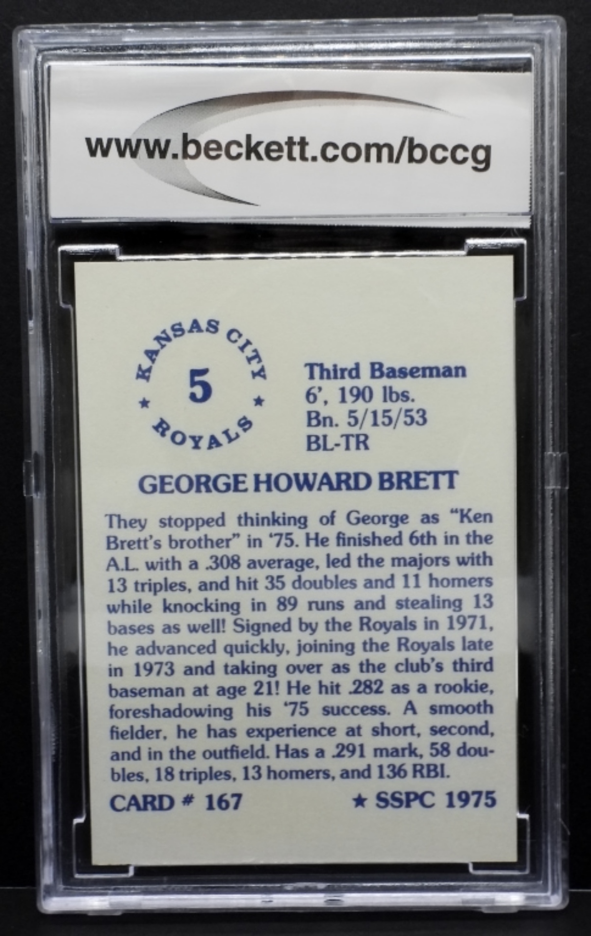 1976 SSPC #167 George Brett BCCG 10