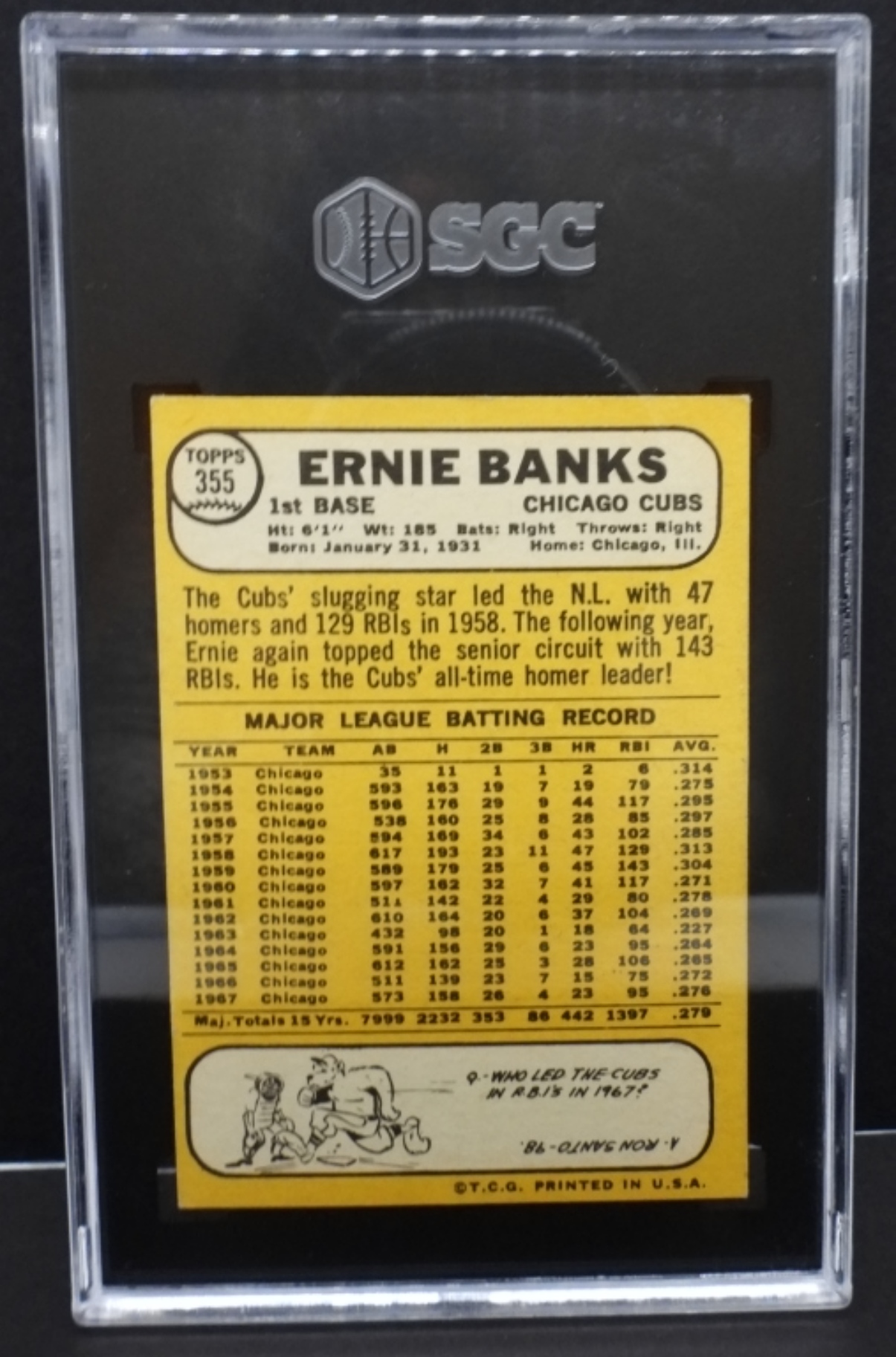 1968 Topps Ernie Banks #355 SGC 6