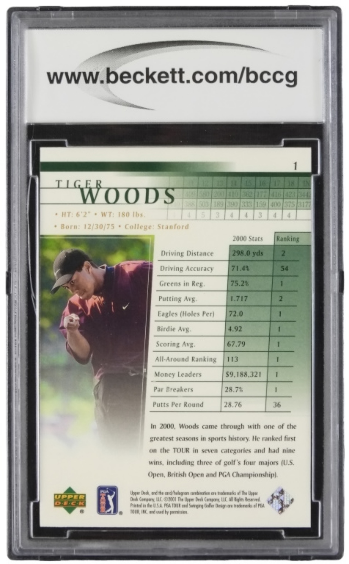 2001 Upper Deck #1 Tiger Woods BCCG 10