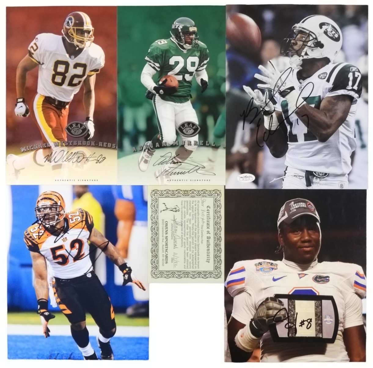 (5) Football Players Signed Photos