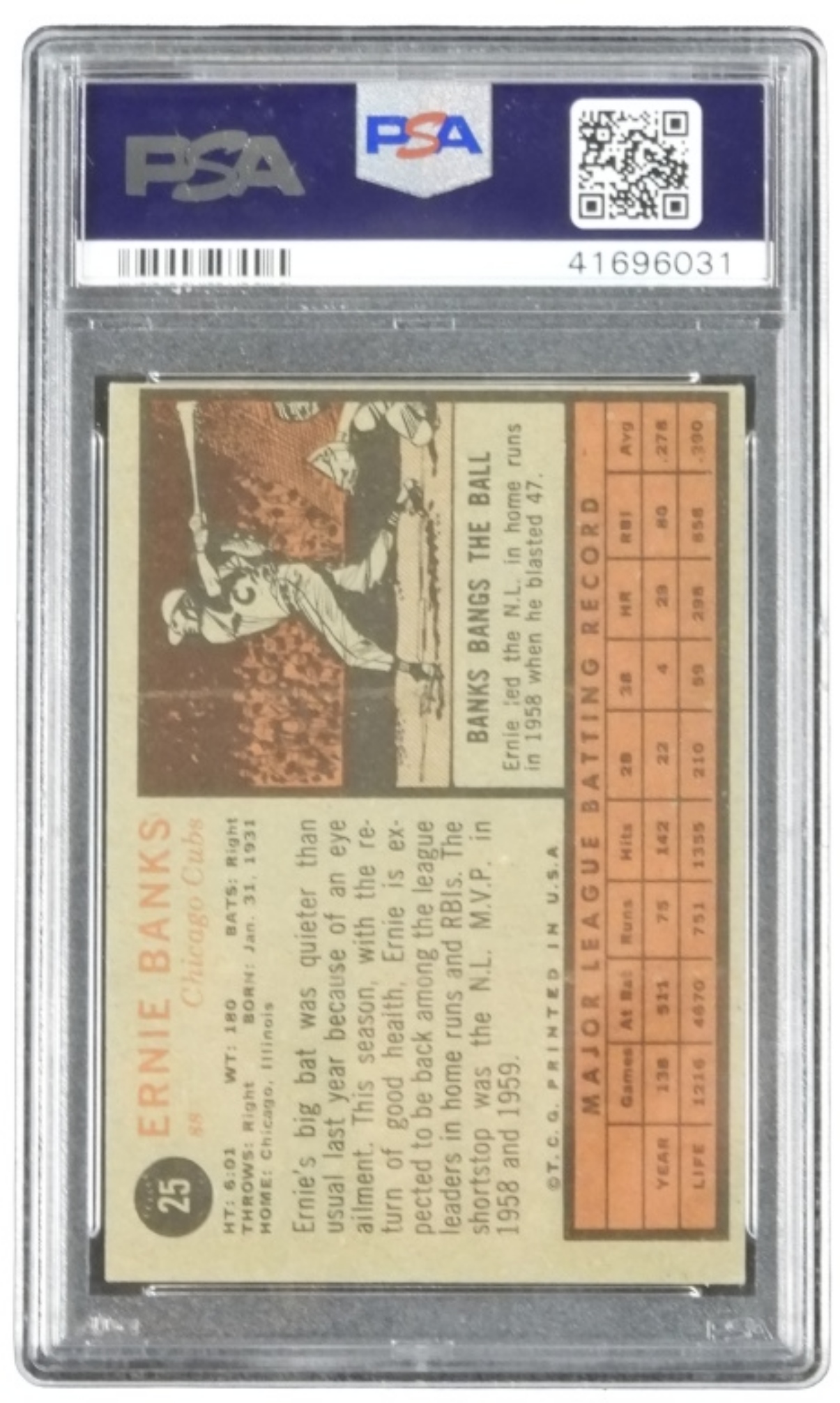 1962 Topps Ernie Banks PSA 5