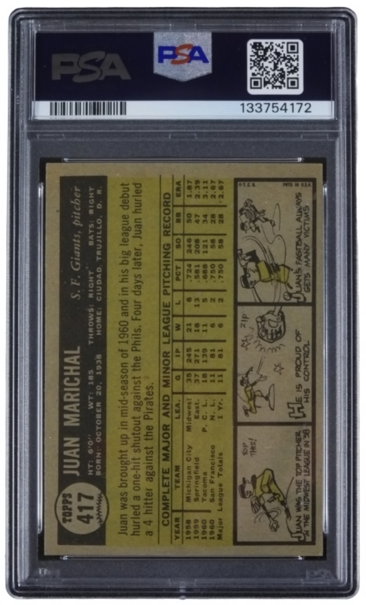 1961 Topps Juan Marichal PSA 5