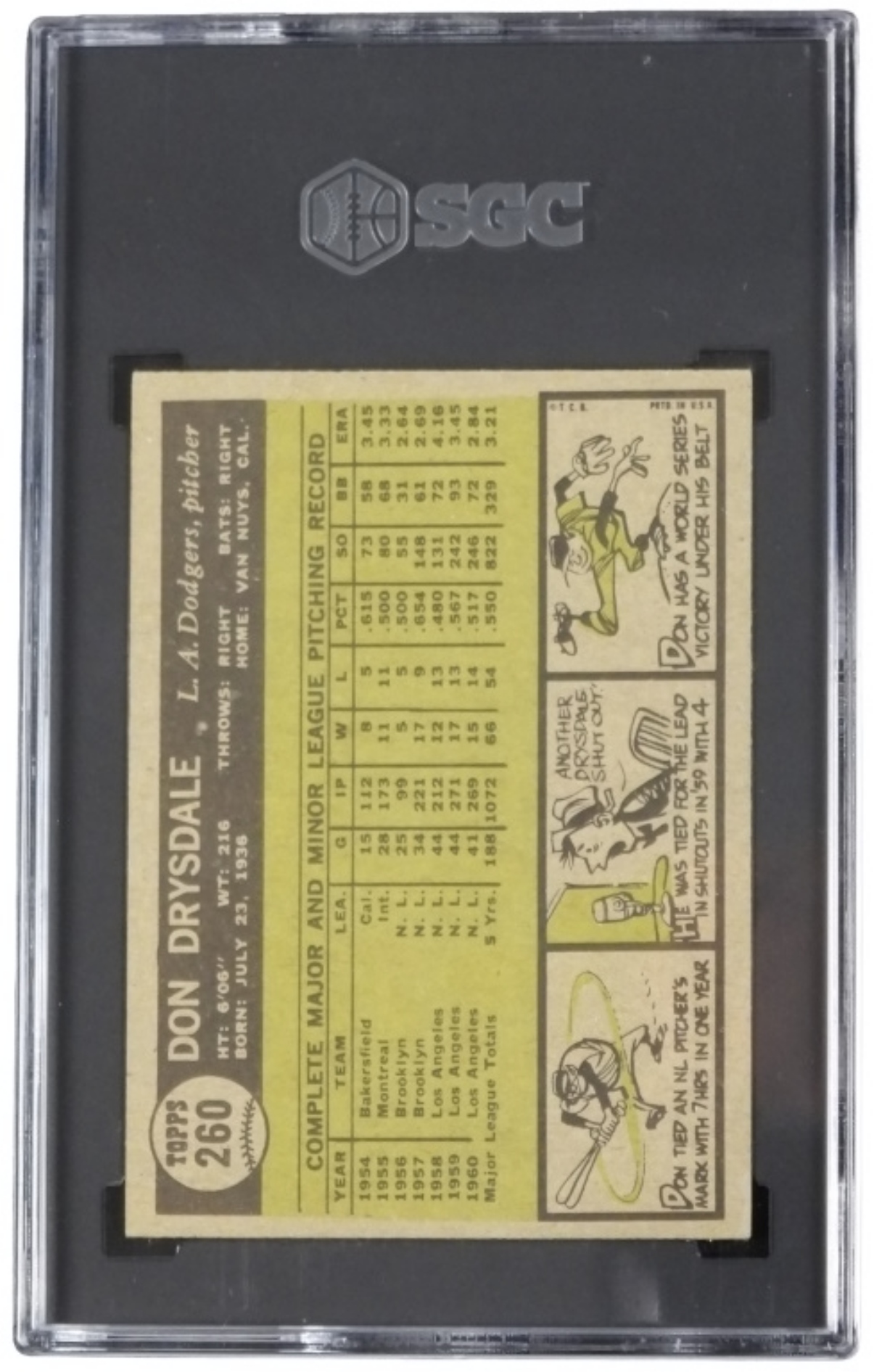 1961 Topps Don Drysdale SGC 5