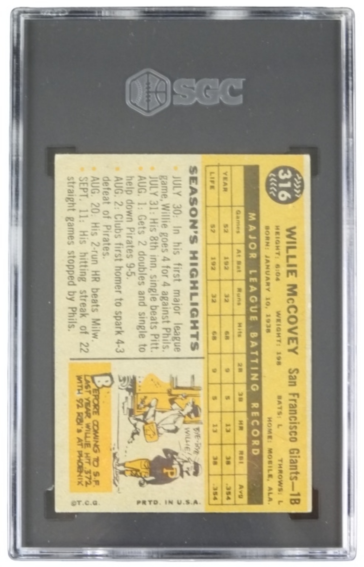 1960 Topps Willie McCovey SGC 4.5