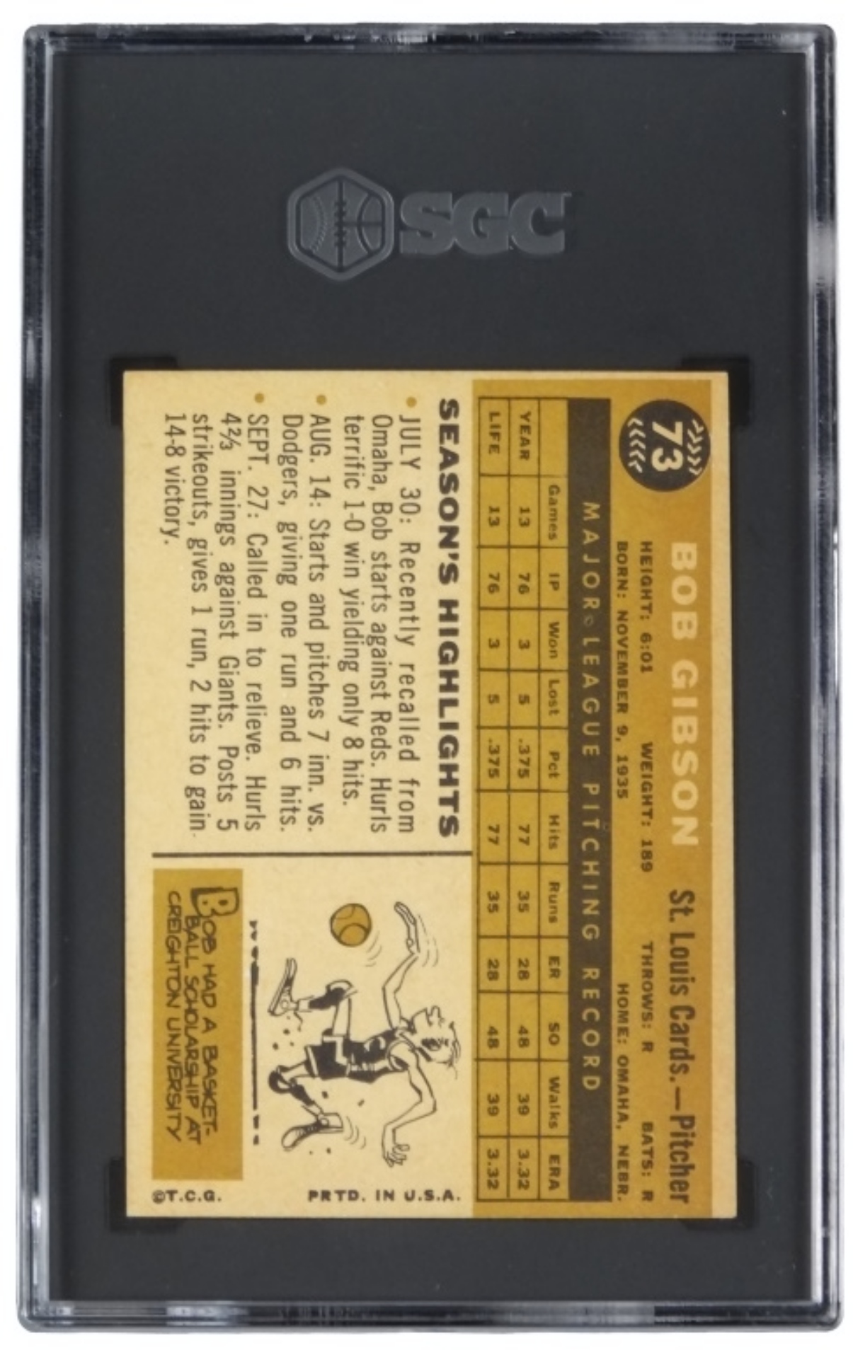 1960 Topps Bob Gibson SGC 5.5