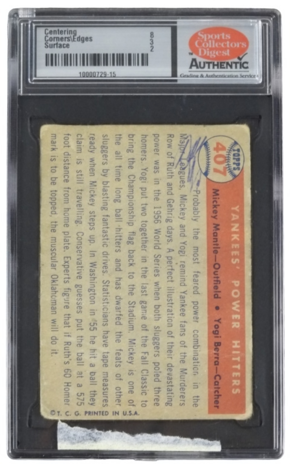 1957 Topps Yankees' Power Hitters SCD 2