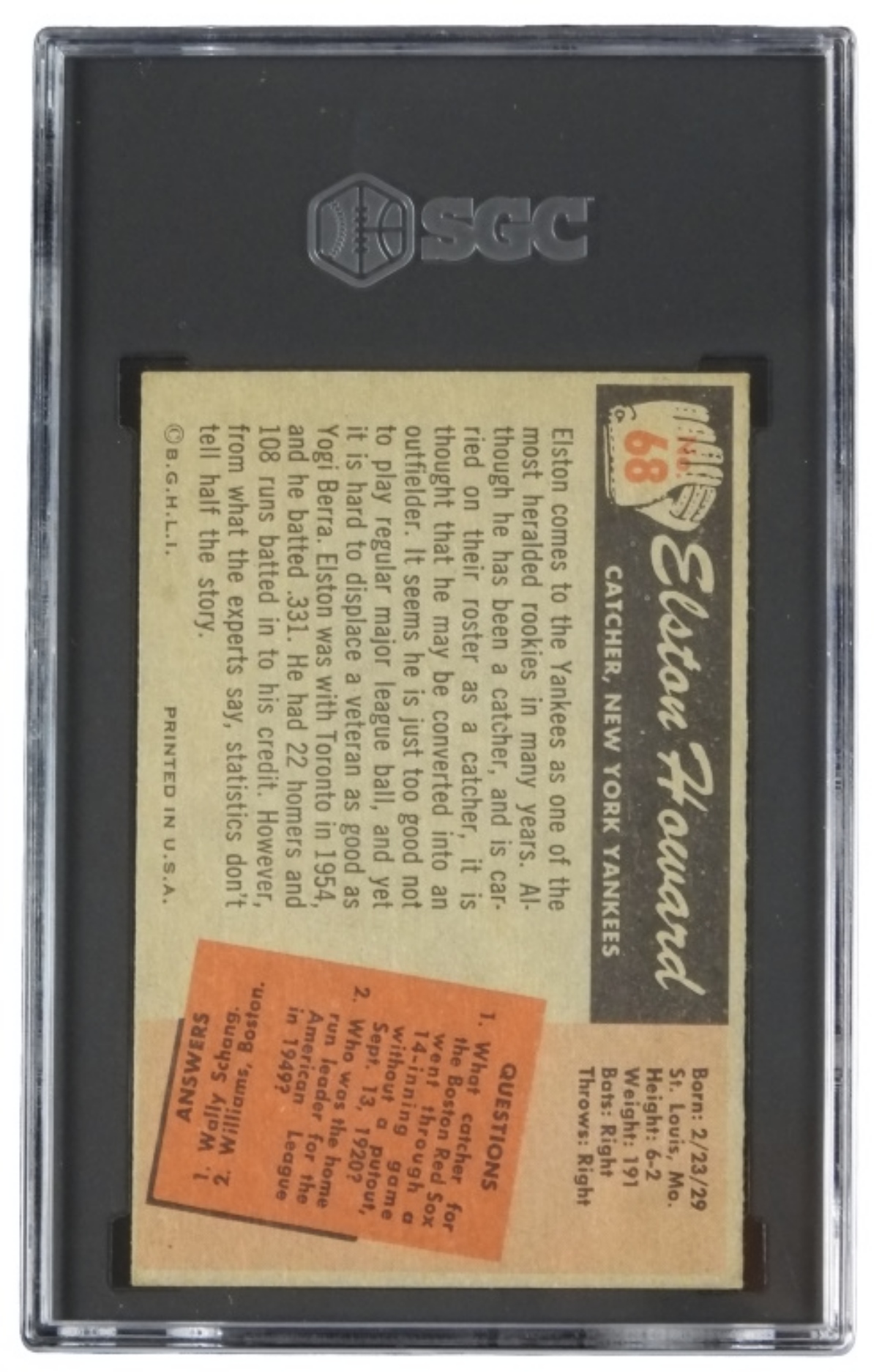 1955 Bowman Elston Howard Rookie SGC