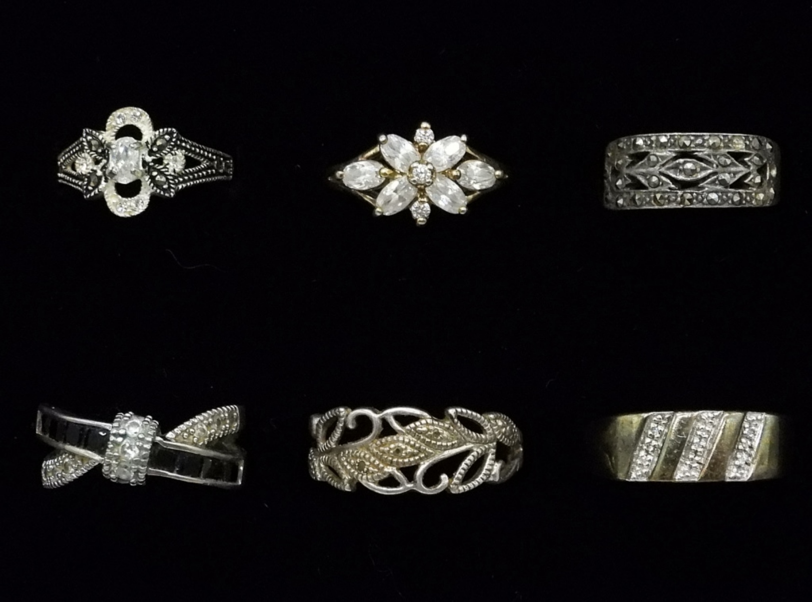 Lot of 6 Sterling Silver Rings