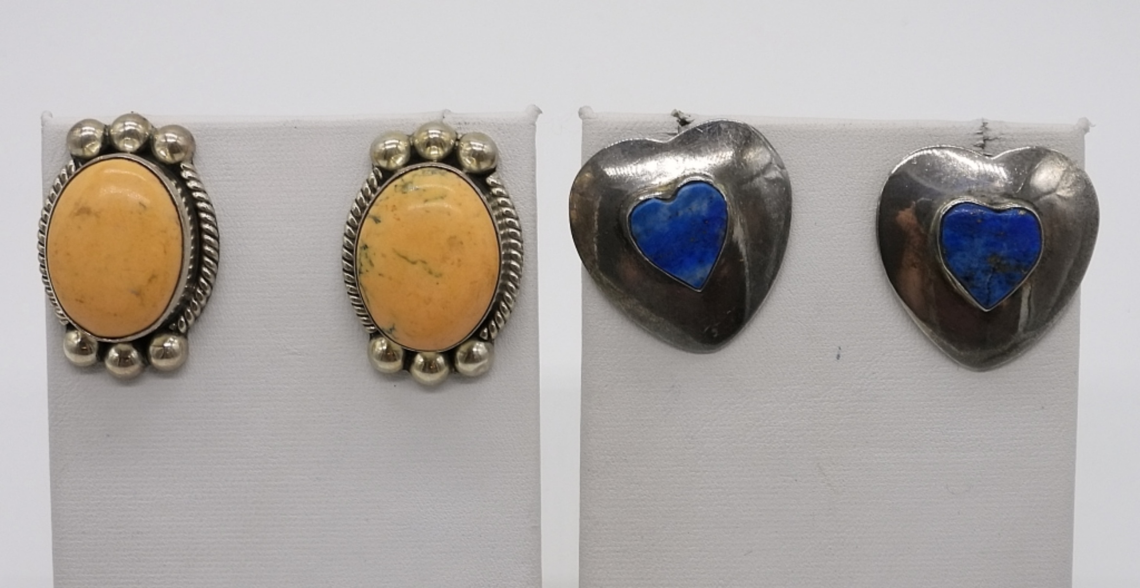 Vintage Sterling Taxco Pierced Earrings, 2 Pair