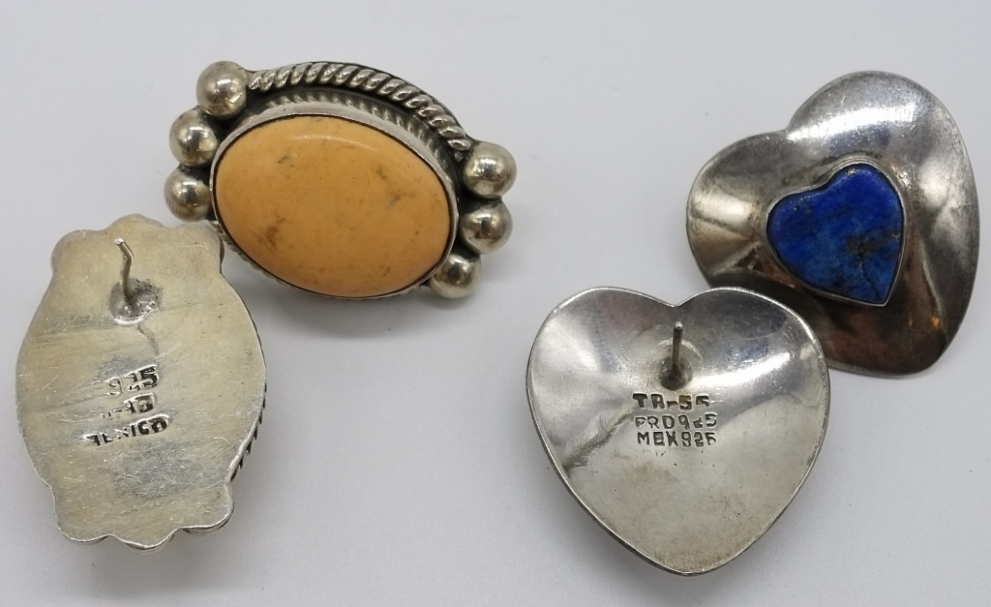 Vintage Sterling Taxco Pierced Earrings, 2 Pair