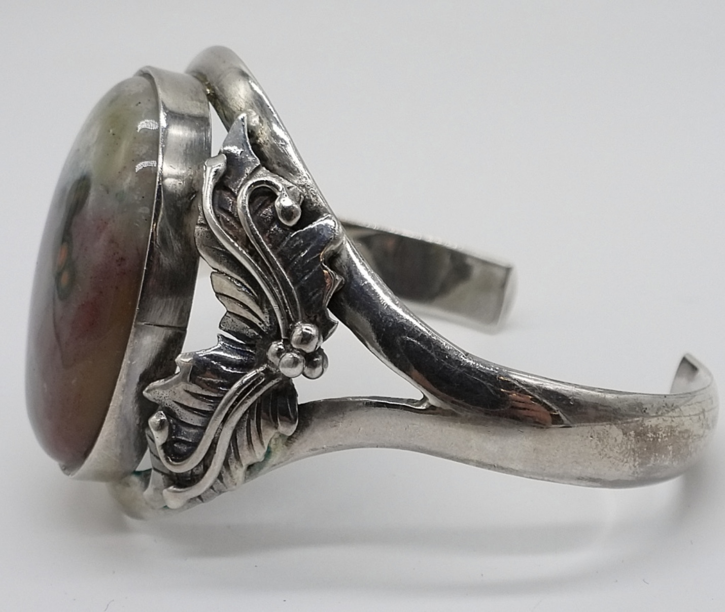 Unakite Jasper, Sterling Cuff Bracelet