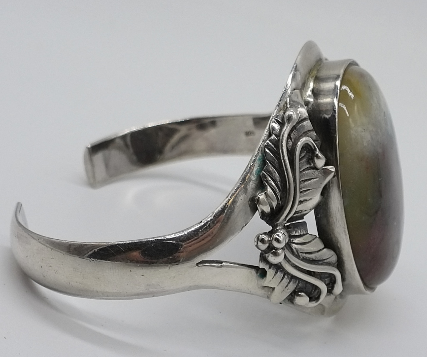 Unakite Jasper, Sterling Cuff Bracelet