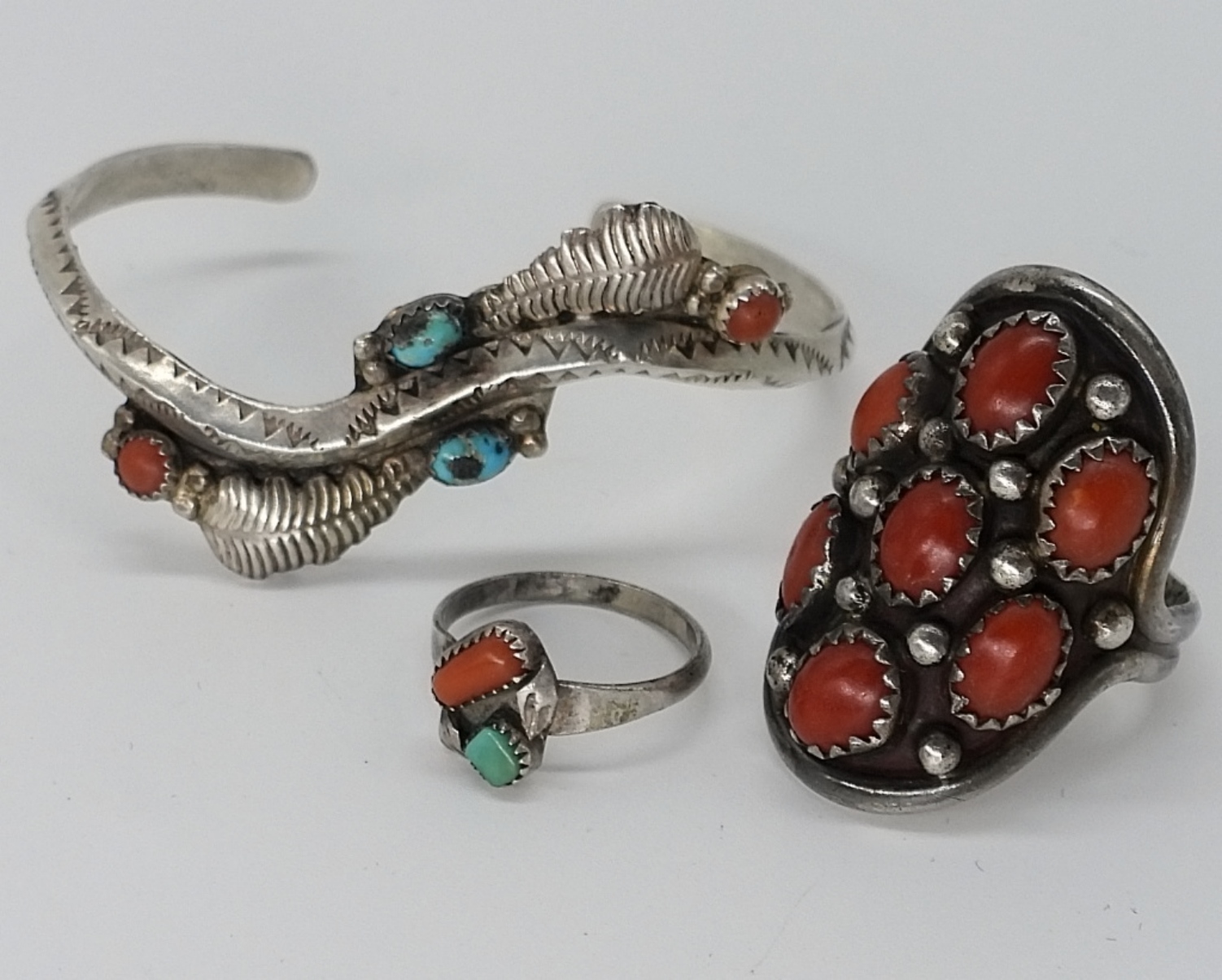 Vintage Sterling Turquoise & Coral Jewelry