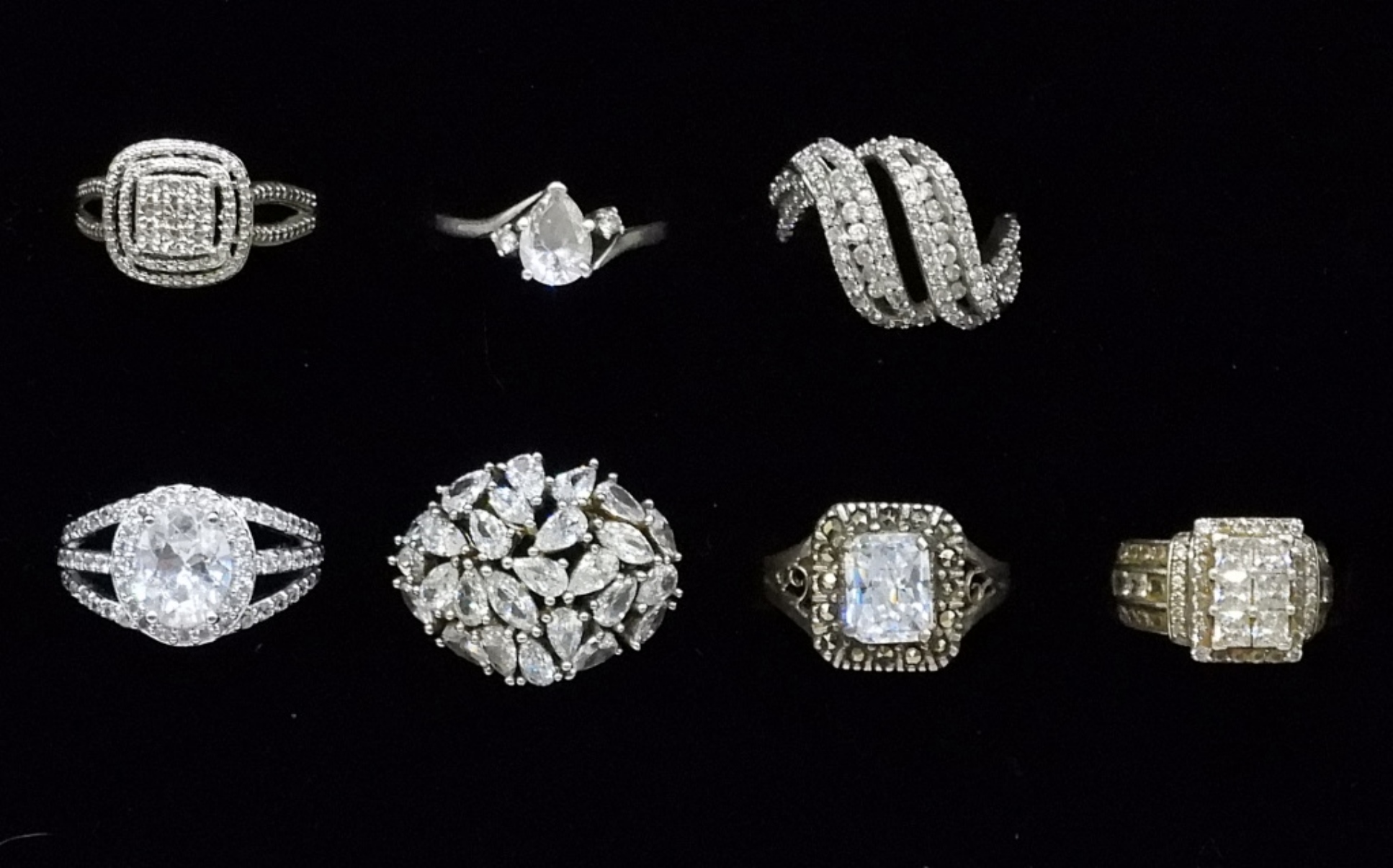 Seven Sterling Bridal Style Rings