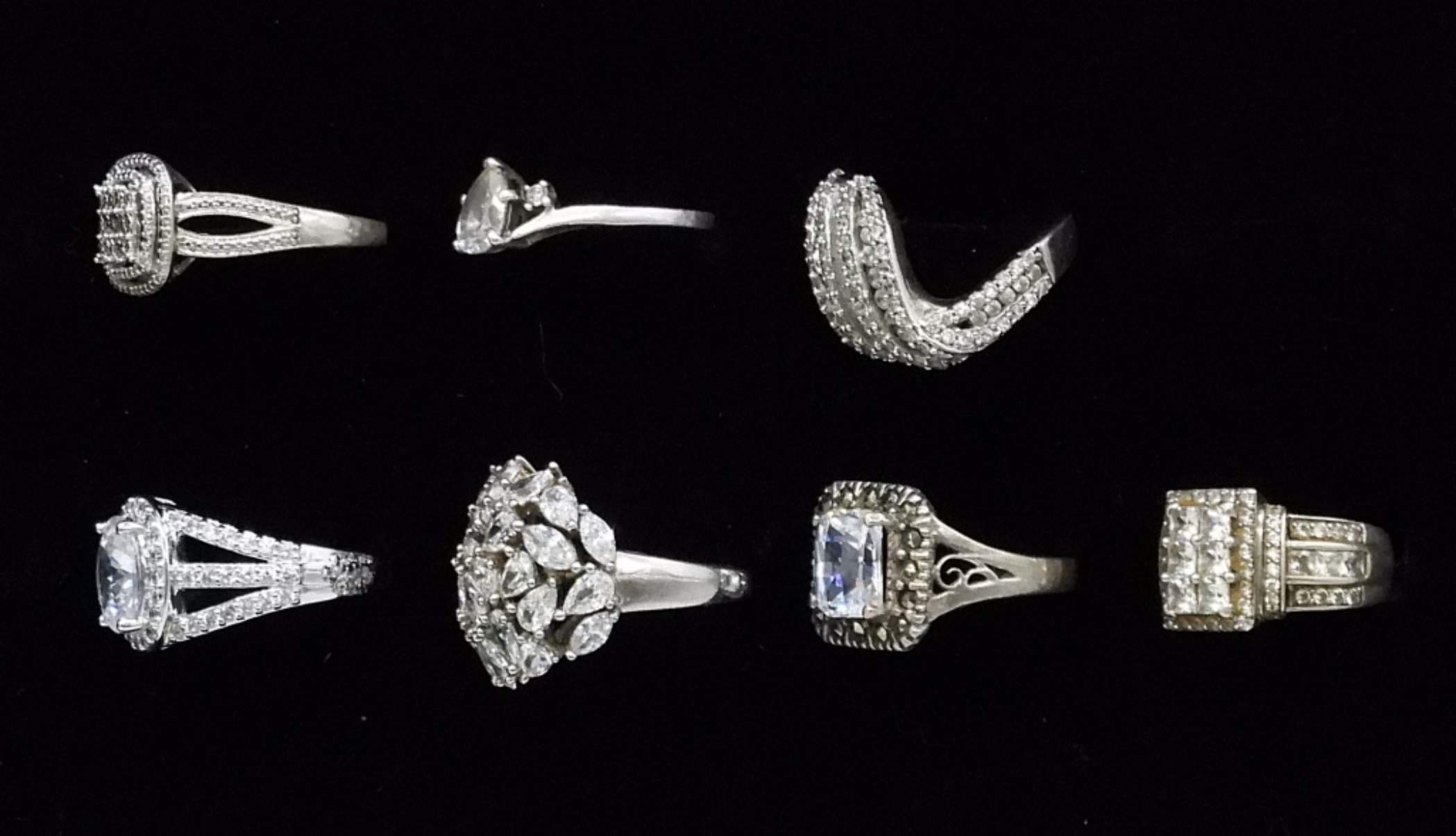 Seven Sterling Bridal Style Rings