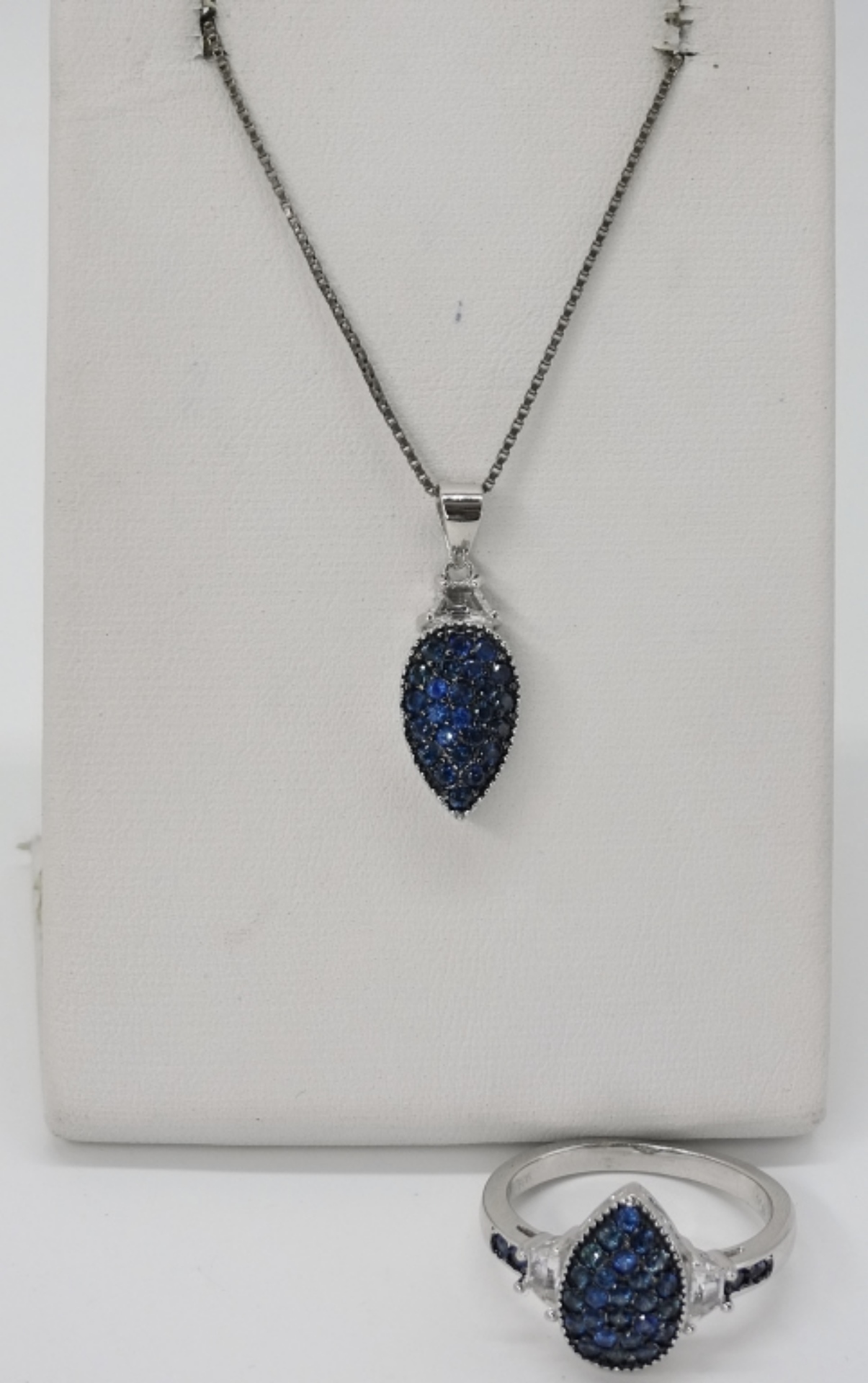 Blue Gemstone Ring & Necklace Set, Sterling